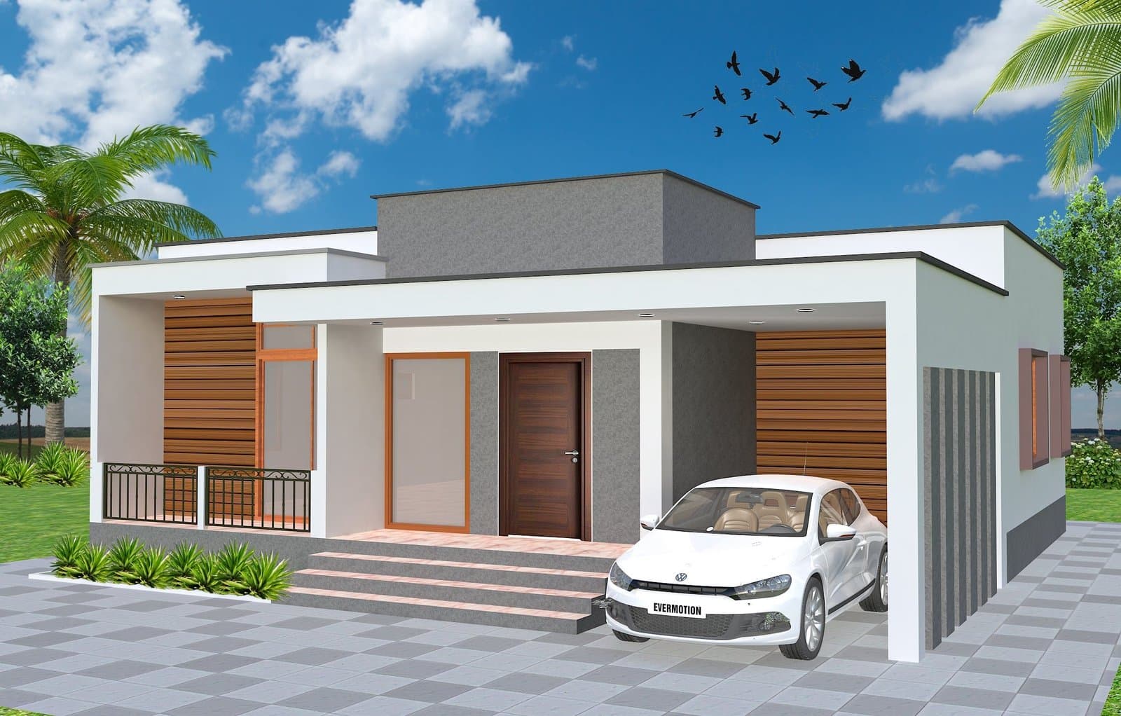 Modern single floor house design - একতলা বাড়ির ডিজাইন