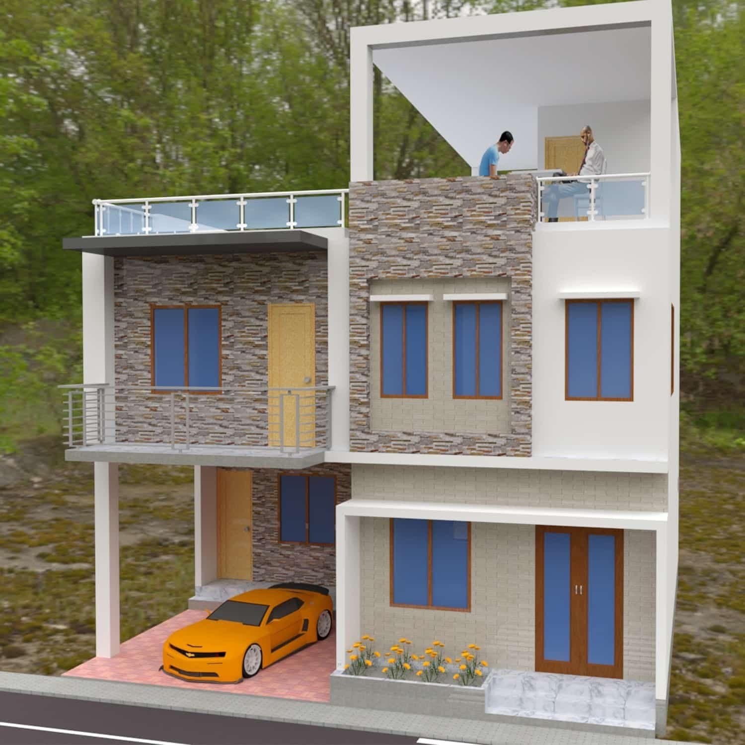 3 bedroom duplex house design | ৩ রুমের ডুপ্লেক্স বাড়ির নকশা