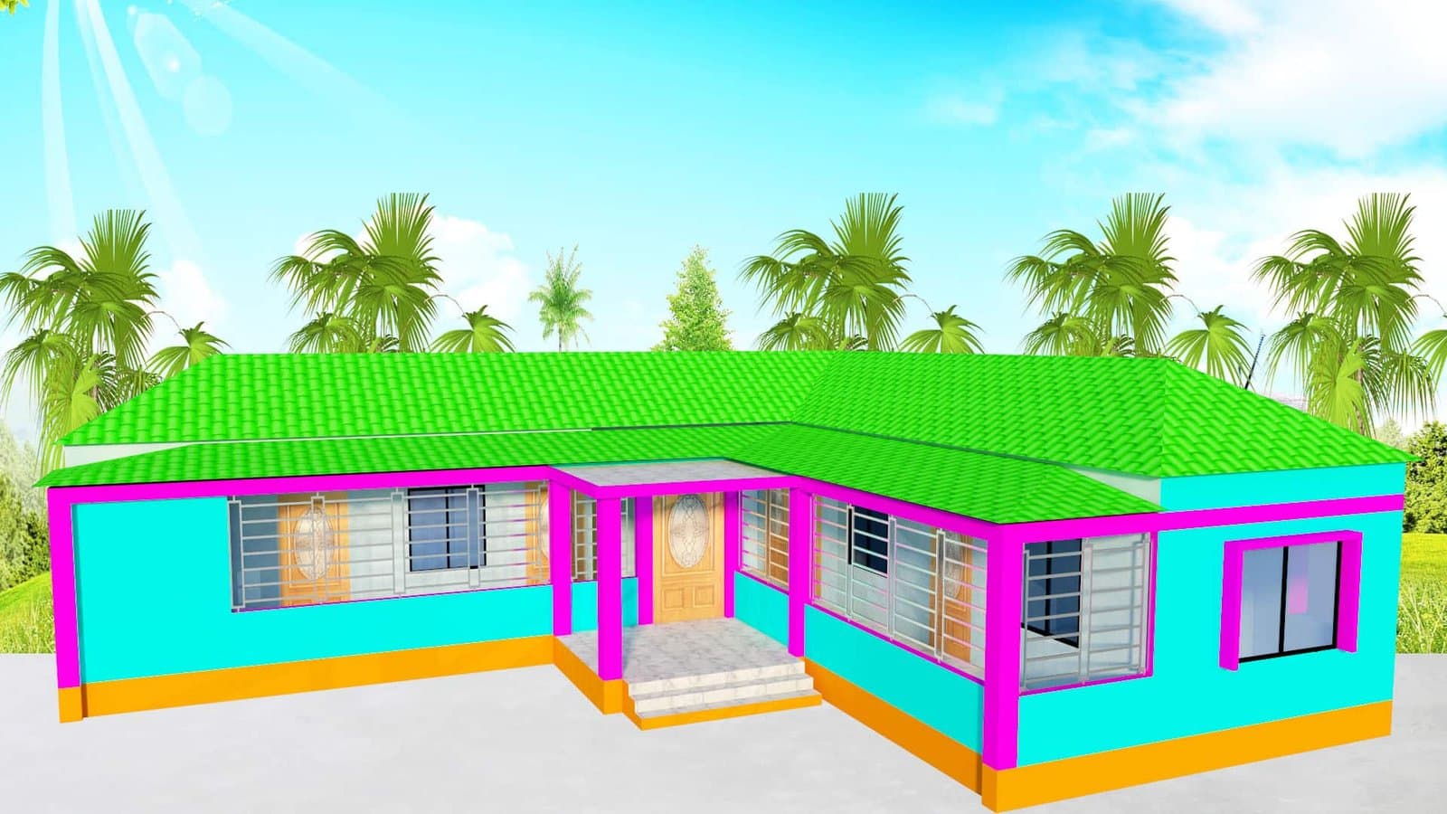 New modern L size house design in village | এল সাইজ টিনের ঘরের নকশা