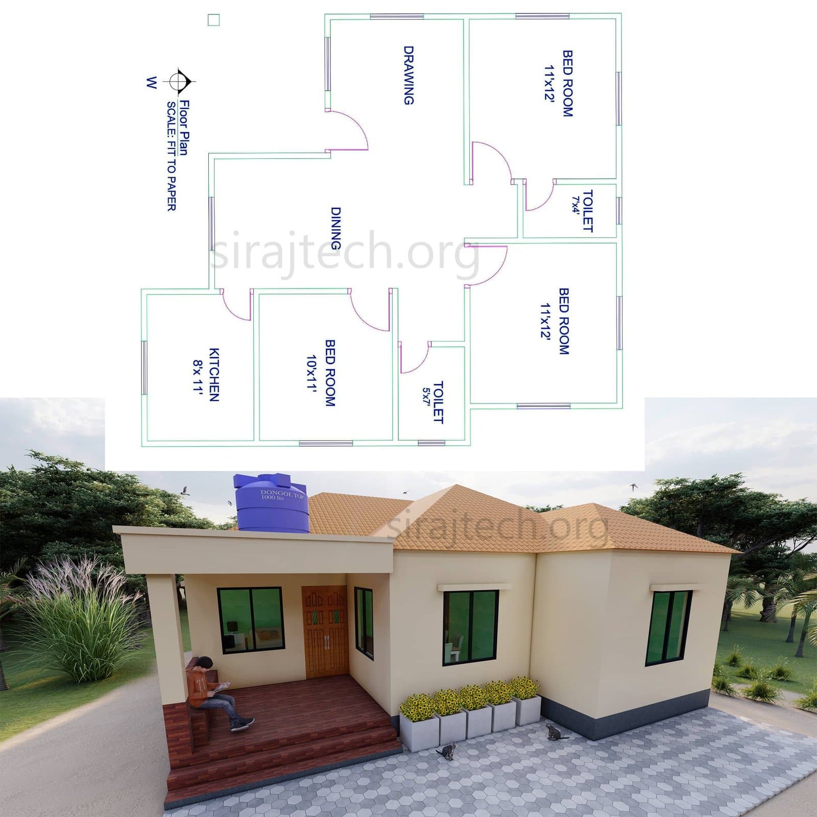 low budget modern 3 bedroom house plans - সেমি পাকা বাড়ির ডিজাইন 4