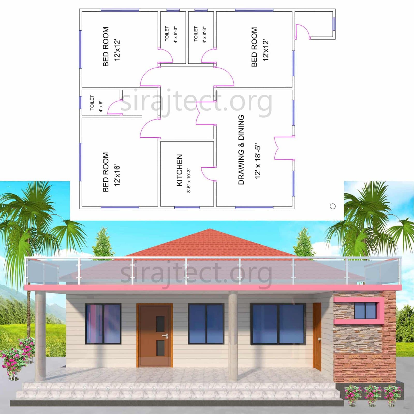 3 room house design in village - গ্রামের টিনের বাড়ির ডিজাইন