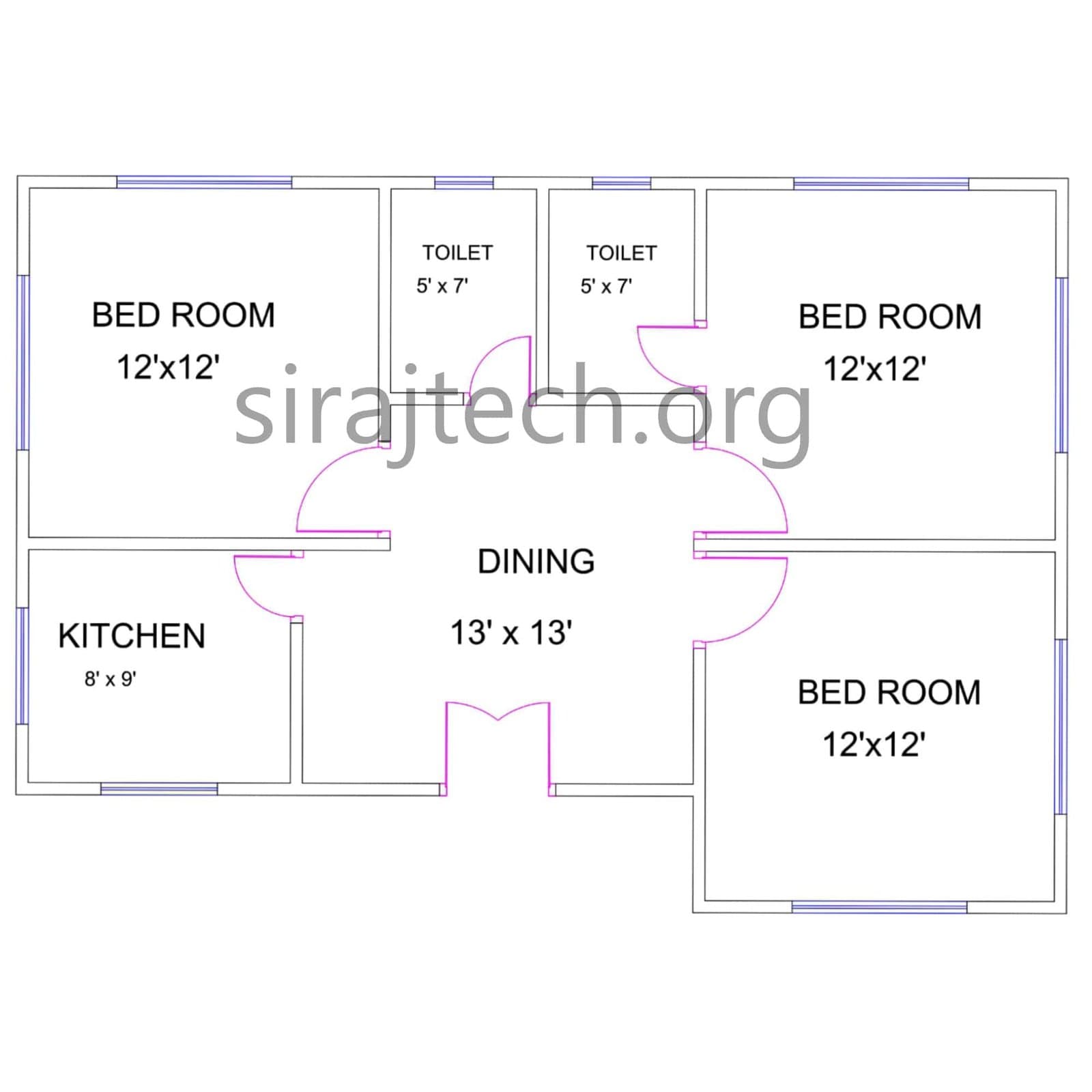 3 bedroom house plans | গ্রামের বাড়ির ডিজাইন ছবি 4
