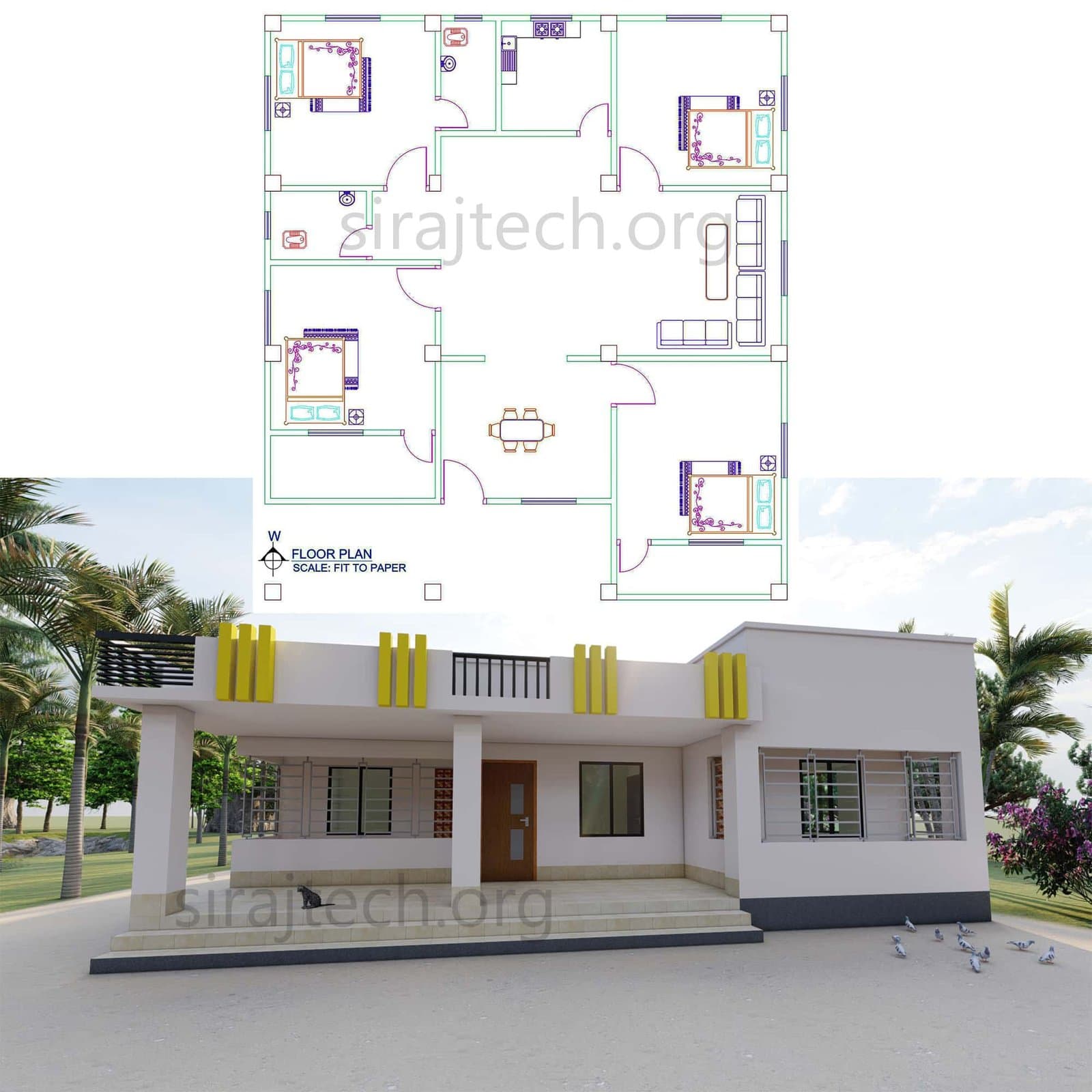 4 room house design in village - গ্রামের বাড়ির ছবি ও ডিজাইন