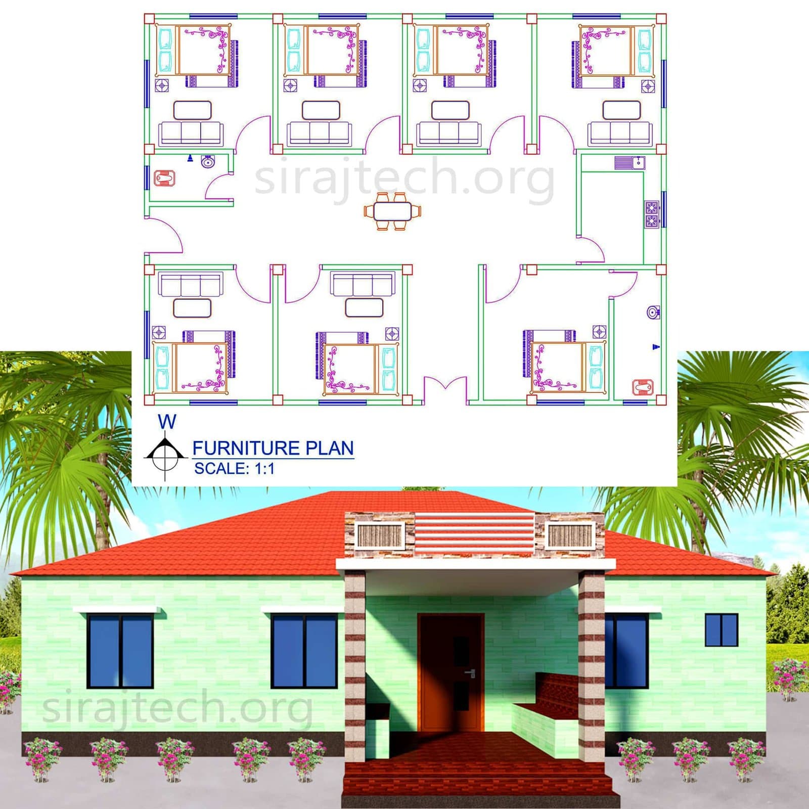 Modern 7 Bedroom House Plans - দেশি বাড়ির ডিজাইন