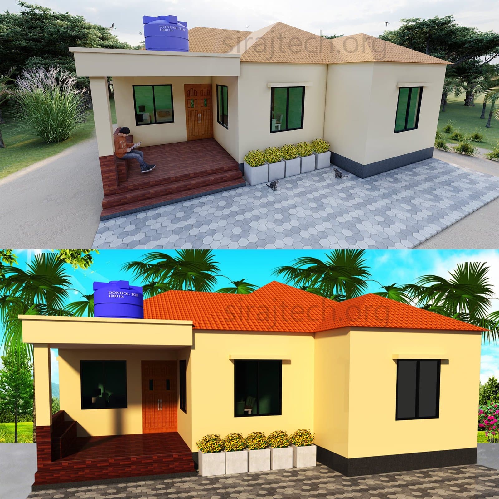 low budget modern 3 bedroom house plans - সেমি পাকা বাড়ির ডিজাইন 3