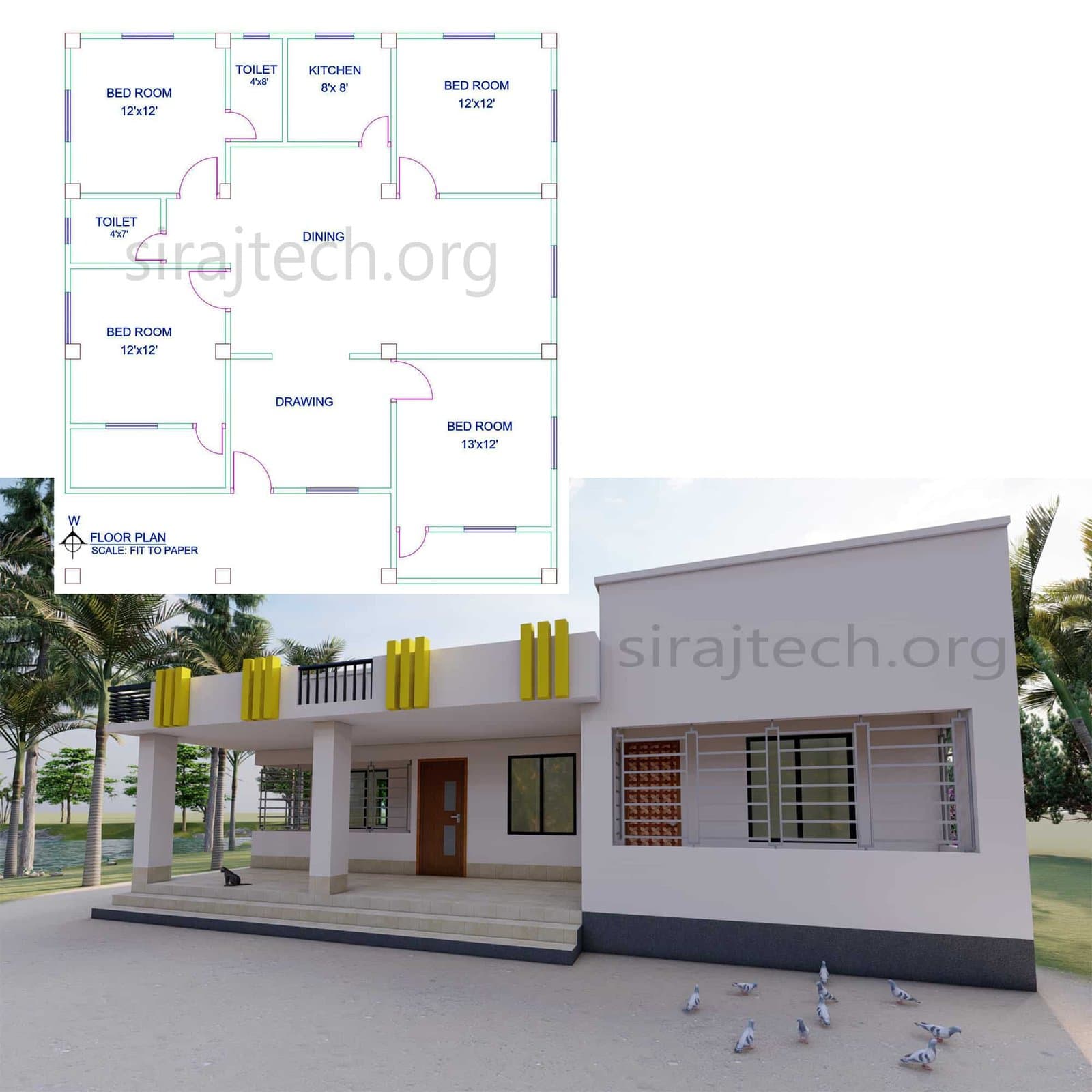 4 room house design in village - গ্রামের বাড়ির ছবি ও ডিজাইন 4