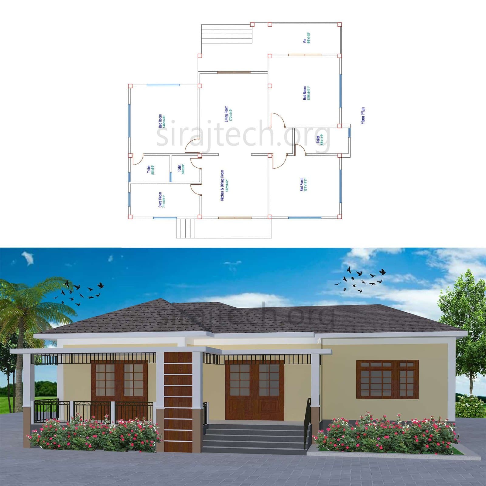 Tiny house ideas - ৩ রুমের বাড়ির ডিজাইন 2