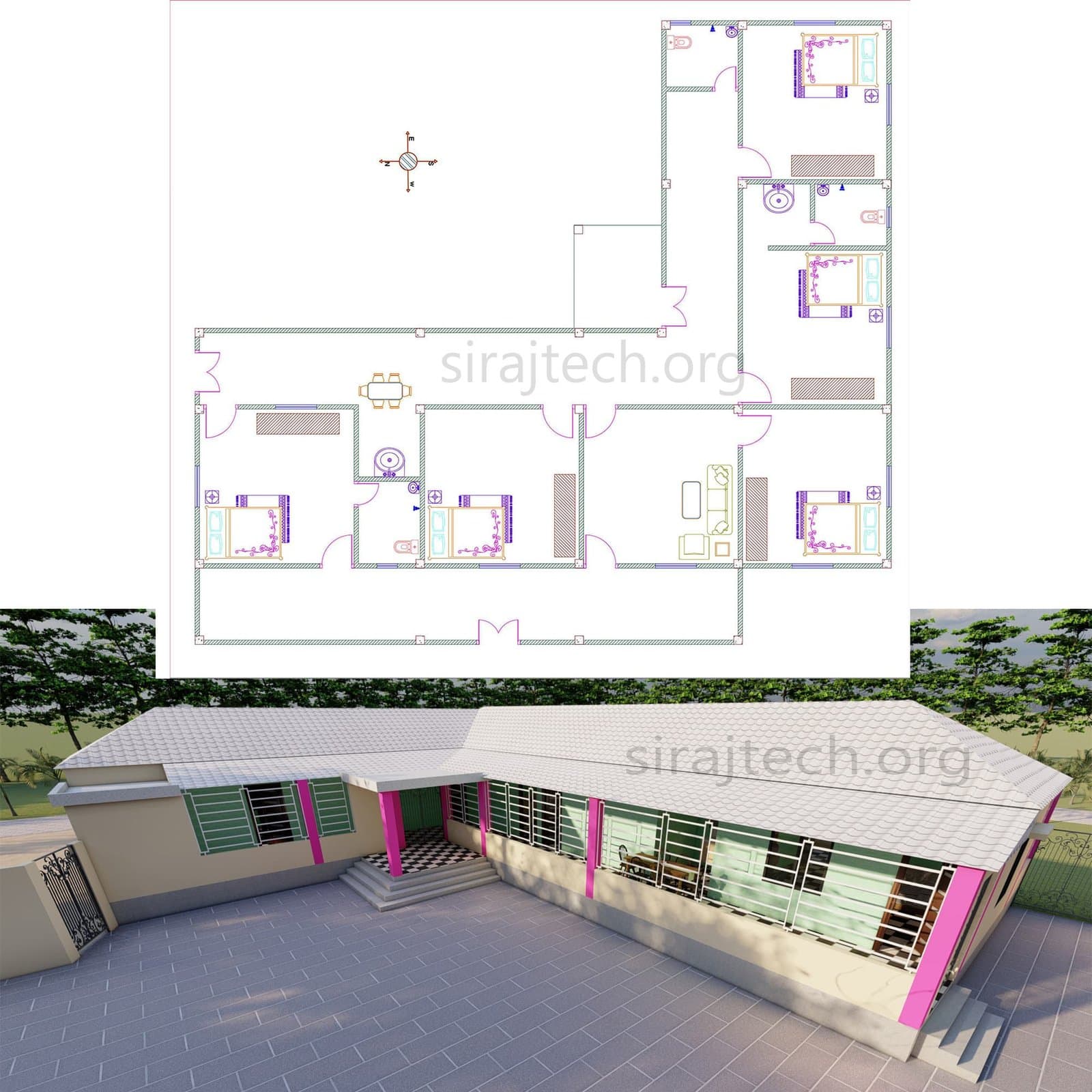 Modern l-shaped house design - টিনের ঘরের ডিজাইন 2