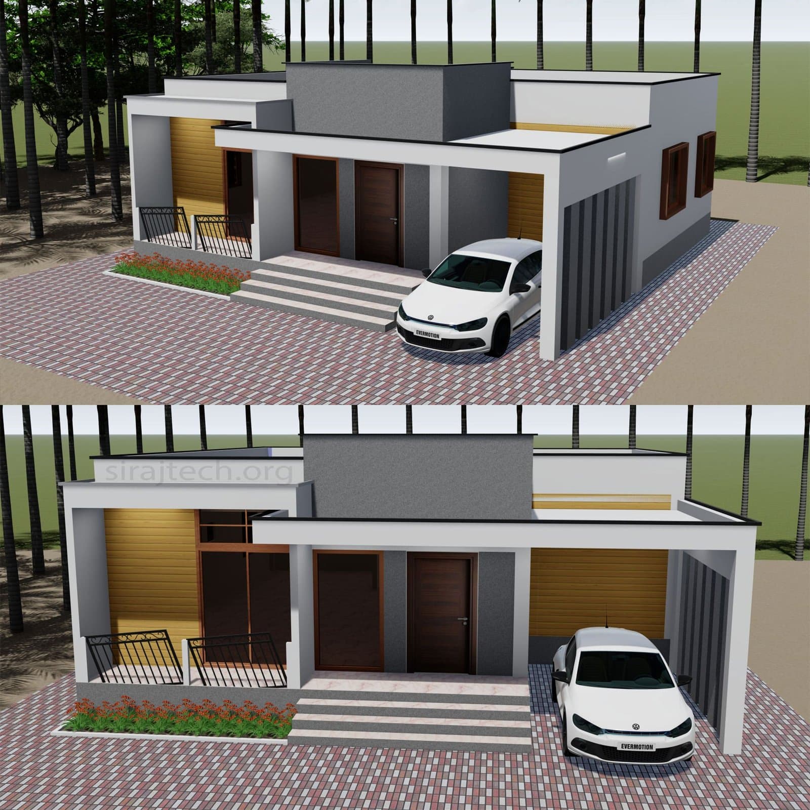Single floor house design modern - ছোট বাড়ির ডিজাইন 5