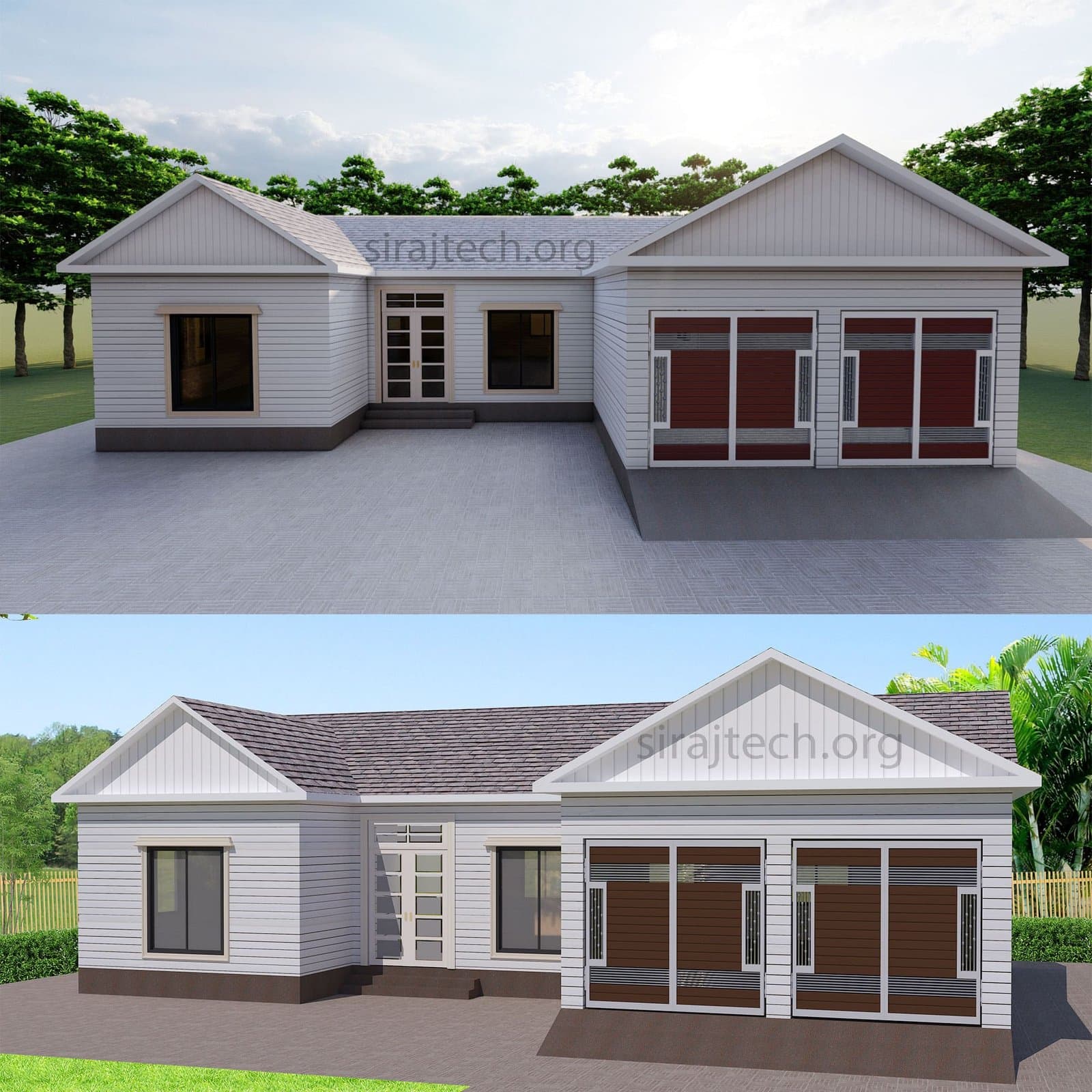 U shaped house plans with courtyard - টিনশেড ইউ আকৃতির বাড়ির ডিজাইন 5