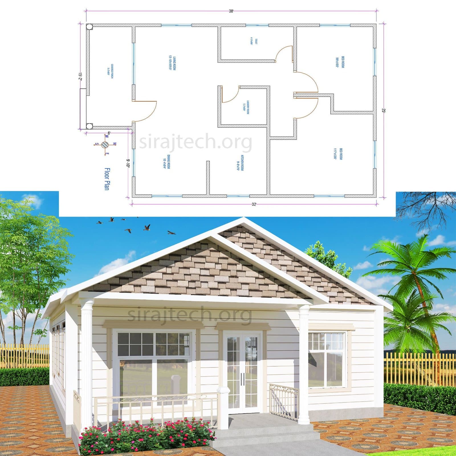 Simple 2 bedroom house plans - অল্প জায়গায় বাড়ির নকশা 2