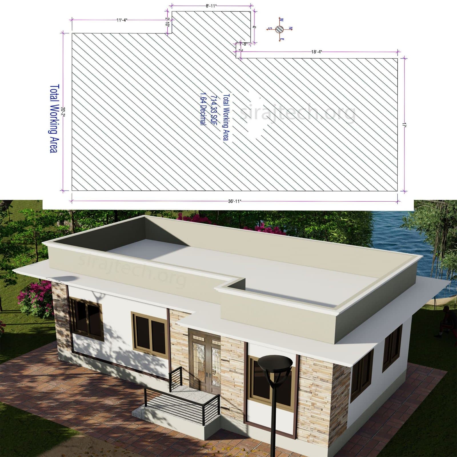 Low cost house design in Bangladesh - আধুনিক একতলা বাড়ির ডিজাইন 3