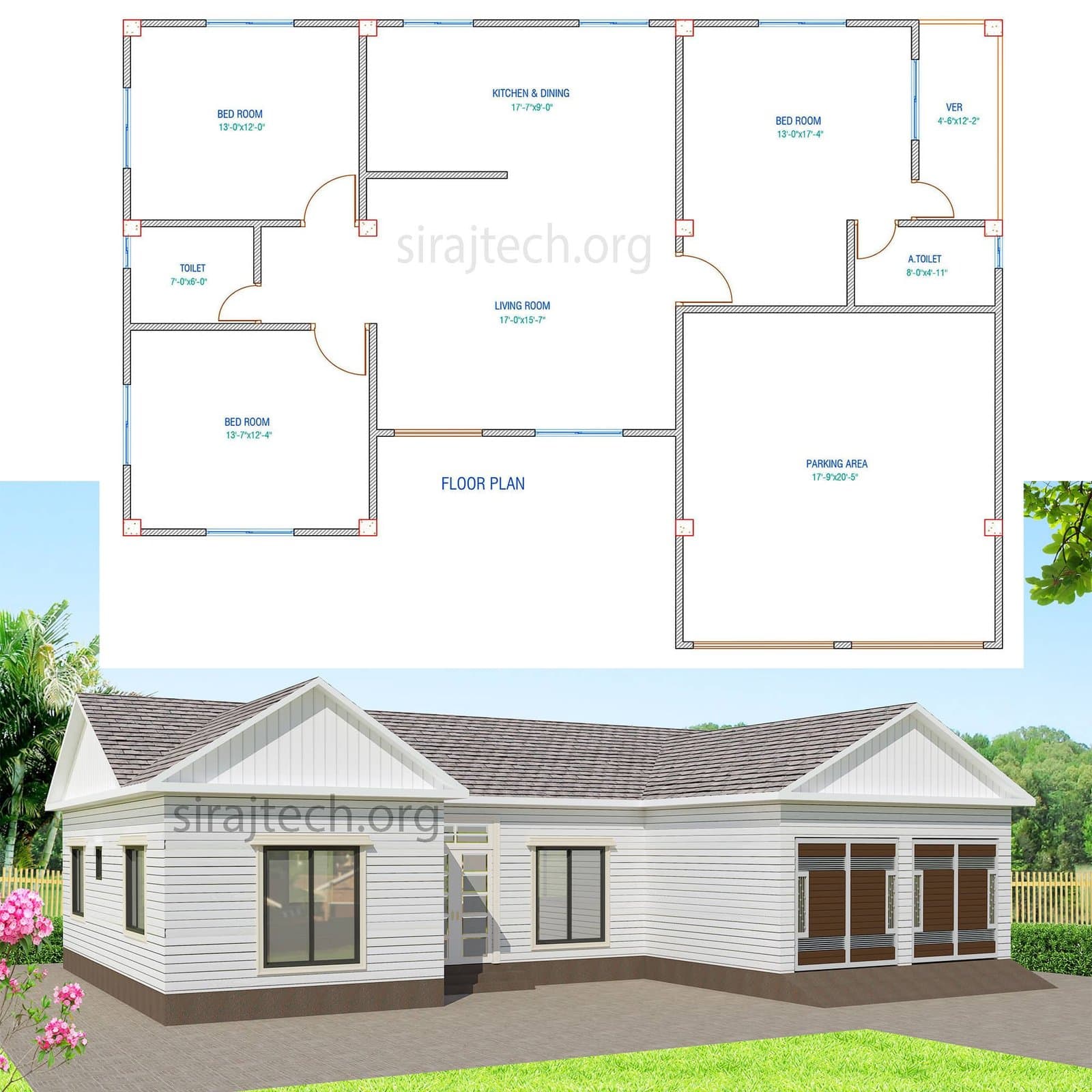 U shaped house plans with courtyard - টিনশেড ইউ আকৃতির বাড়ির ডিজাইন 2