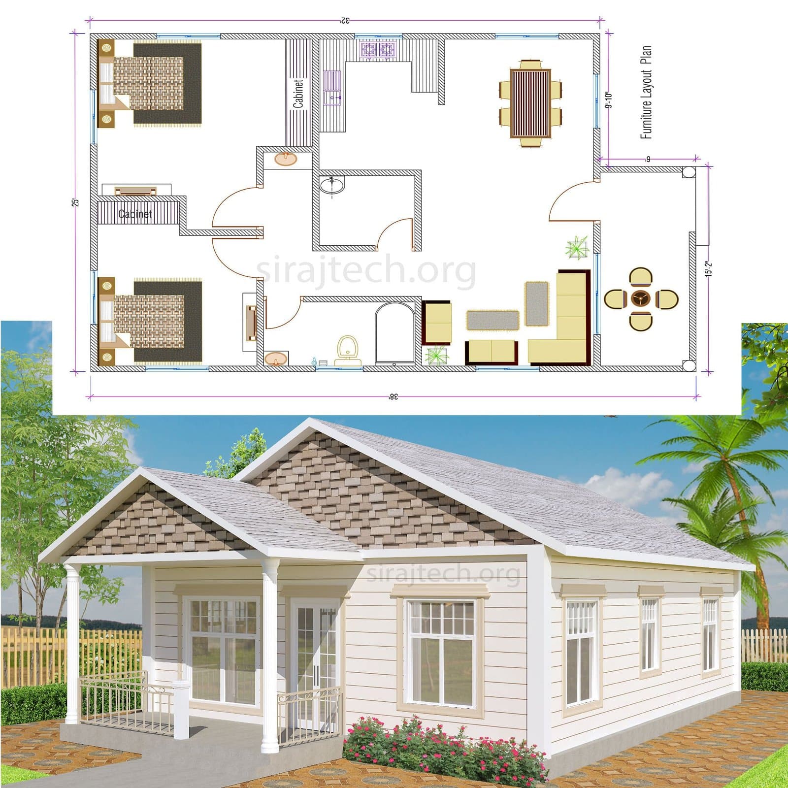 Simple 2 bedroom house plans - অল্প জায়গায় বাড়ির নকশা