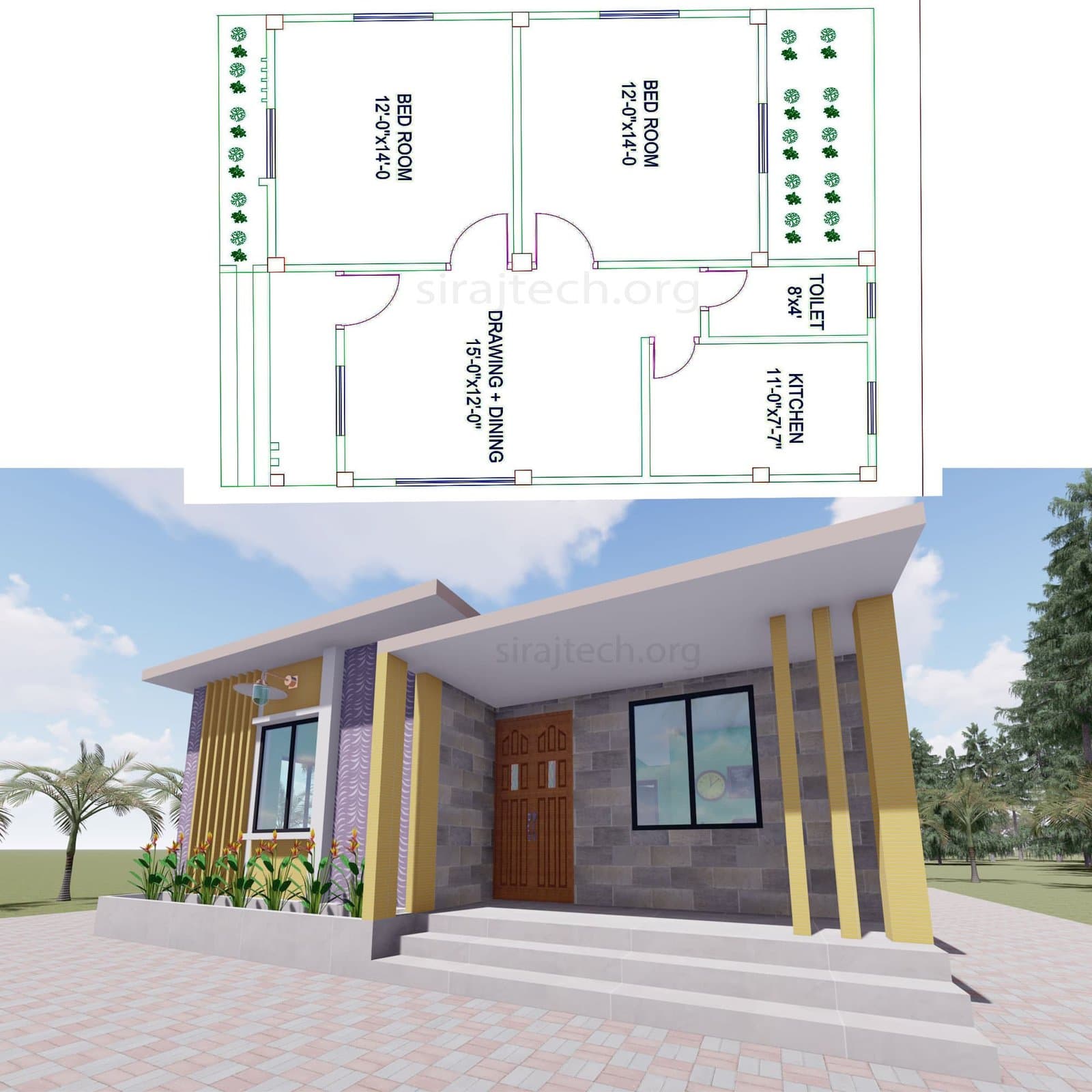 Modern two bedroom house plans | স্বপ্নের বাড়ির ডিজাইন 4