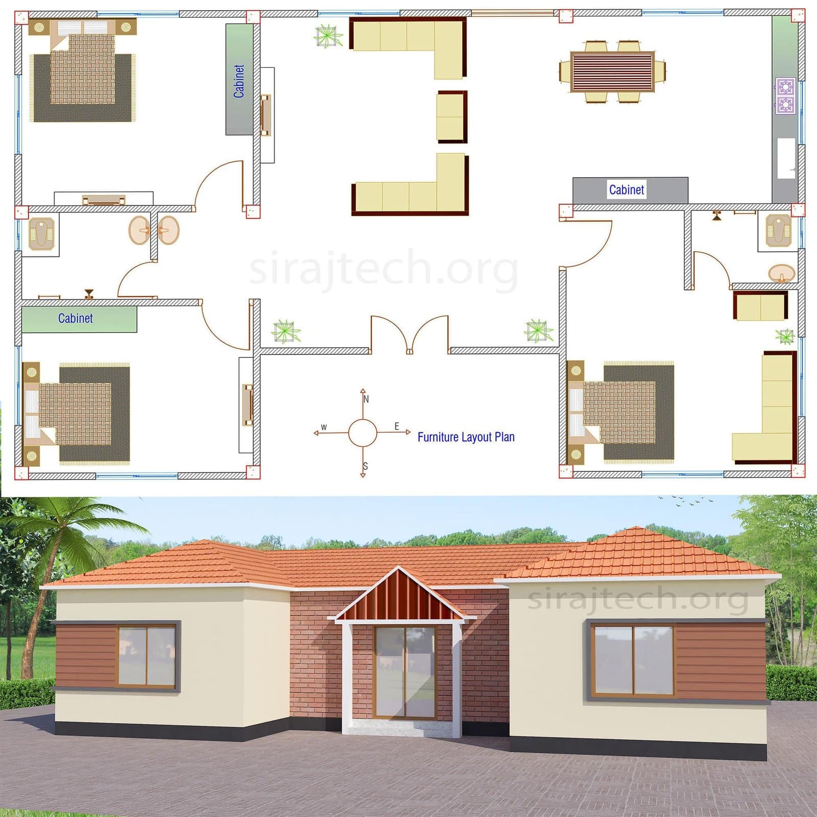Small house floor plans - একতলা বাড়ির ডিজাইন