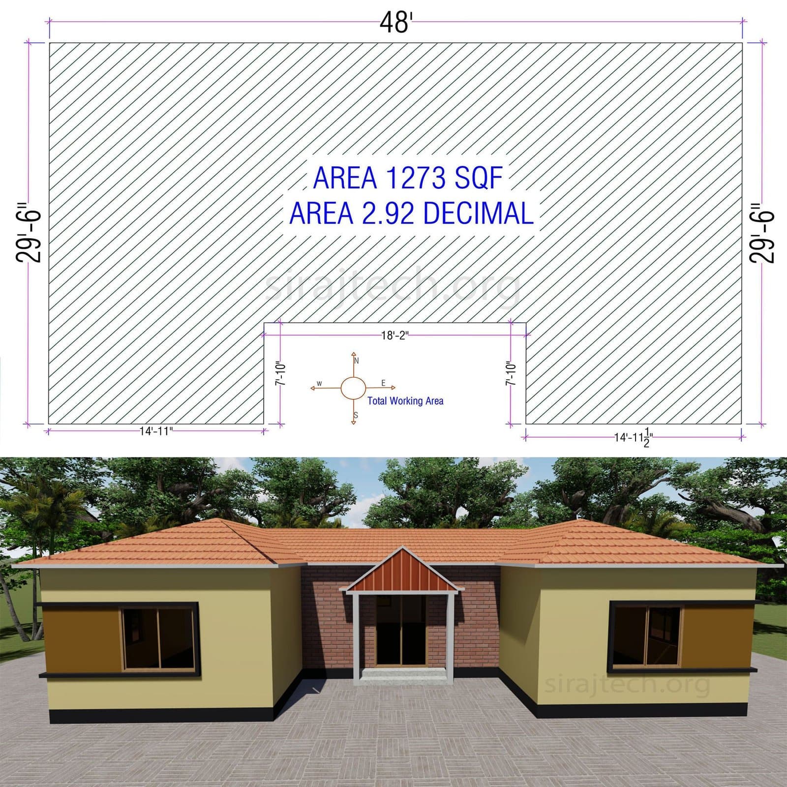 Small house floor plans - একতলা বাড়ির ডিজাইন 3
