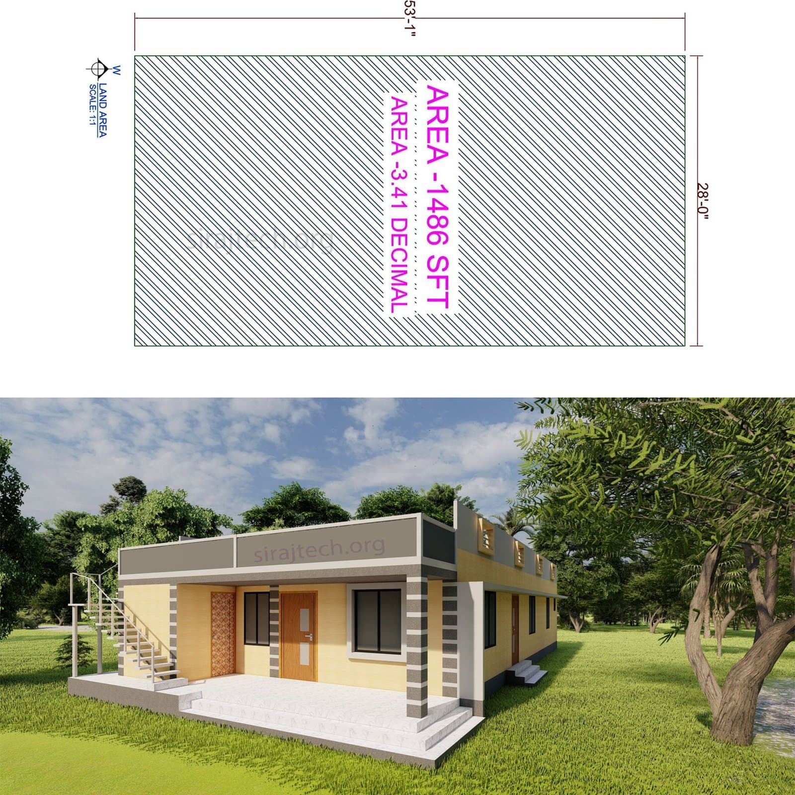 Open space small house design - কম খরচে লম্বা জায়গায় বাড়ির ডিজাইন 3