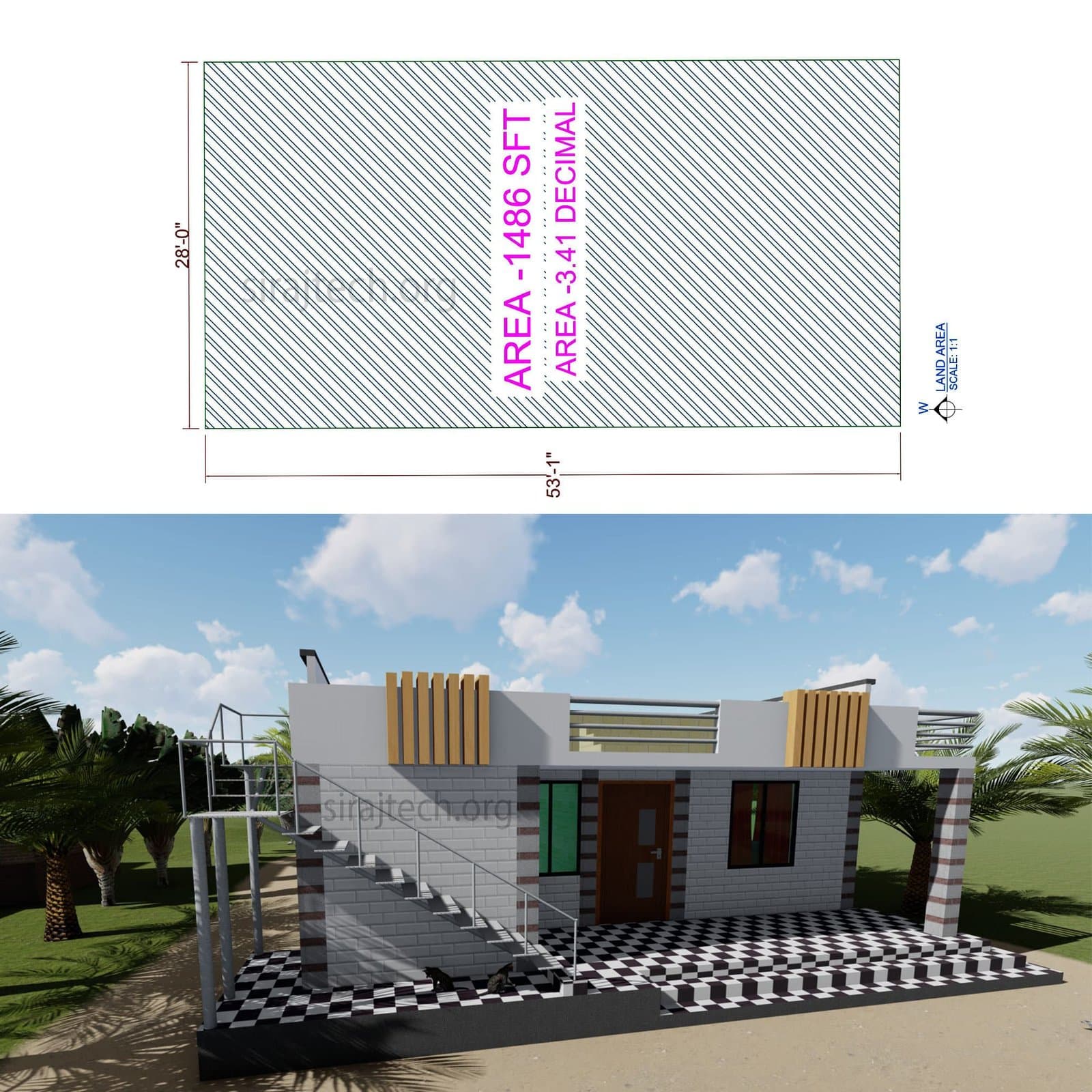Modern one story house plans - একতলা বাড়ির পরিকল্পনা 3