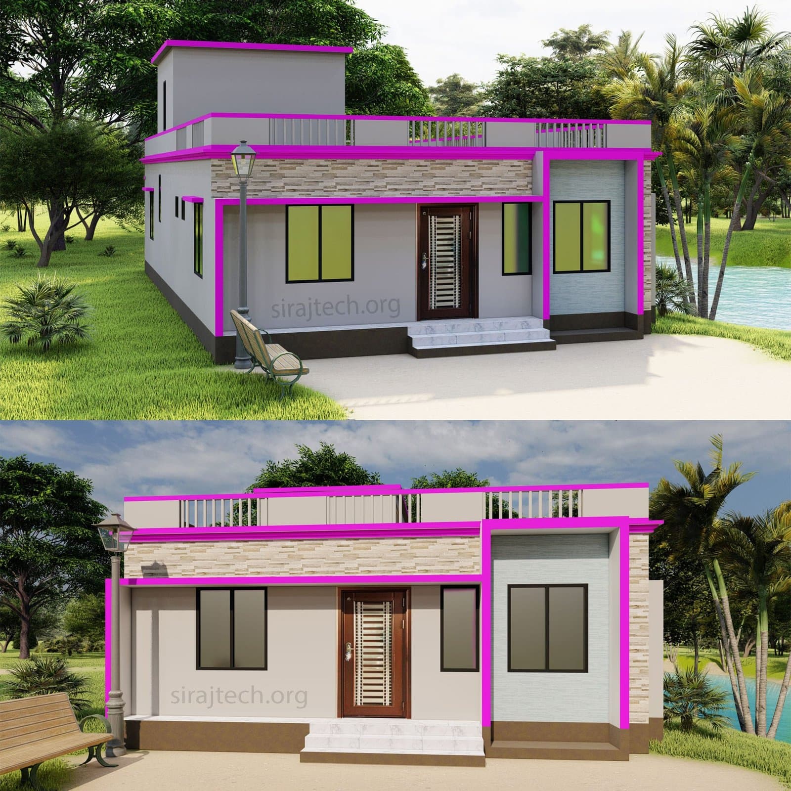 3bhk house plan - তিন রুমের সুন্দর বাড়ির ডিজাইন 5