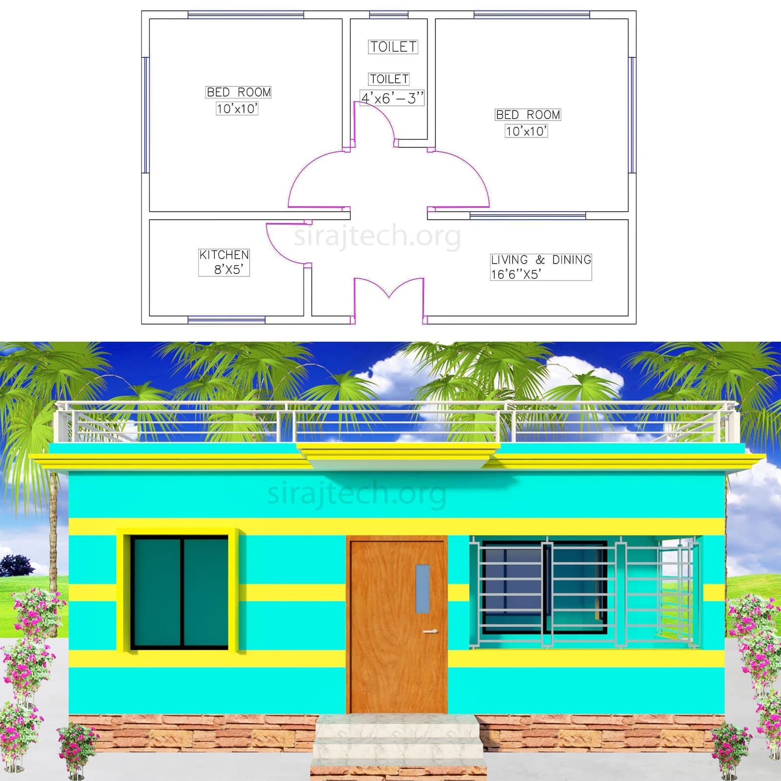 low budget for 2bhk house plans - কম বাজেট বাড়ির পরিকল্পনা 2