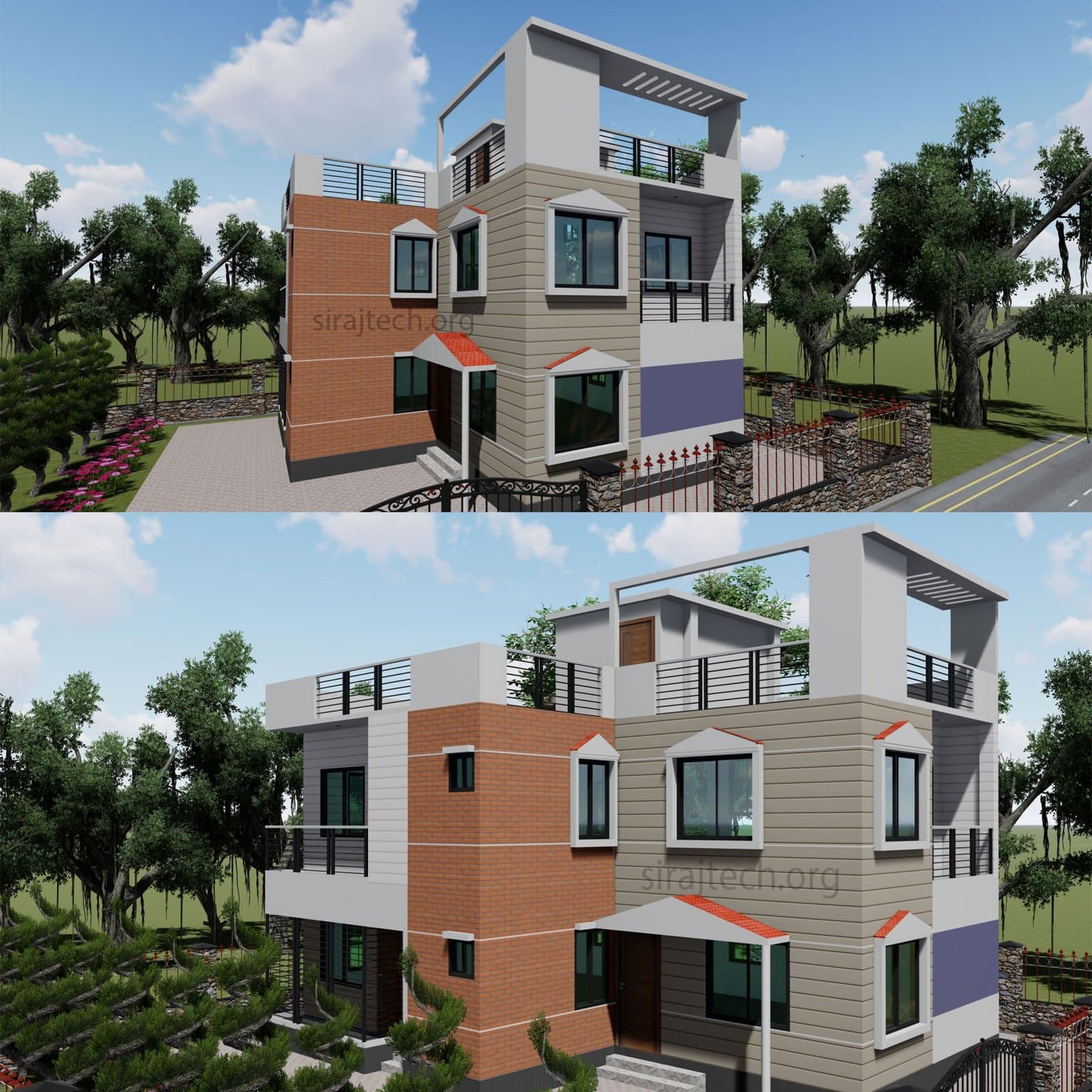 Modern 2 story house floor plans - ডুপ্লেক্স বাড়ির ডিজাইন 4
