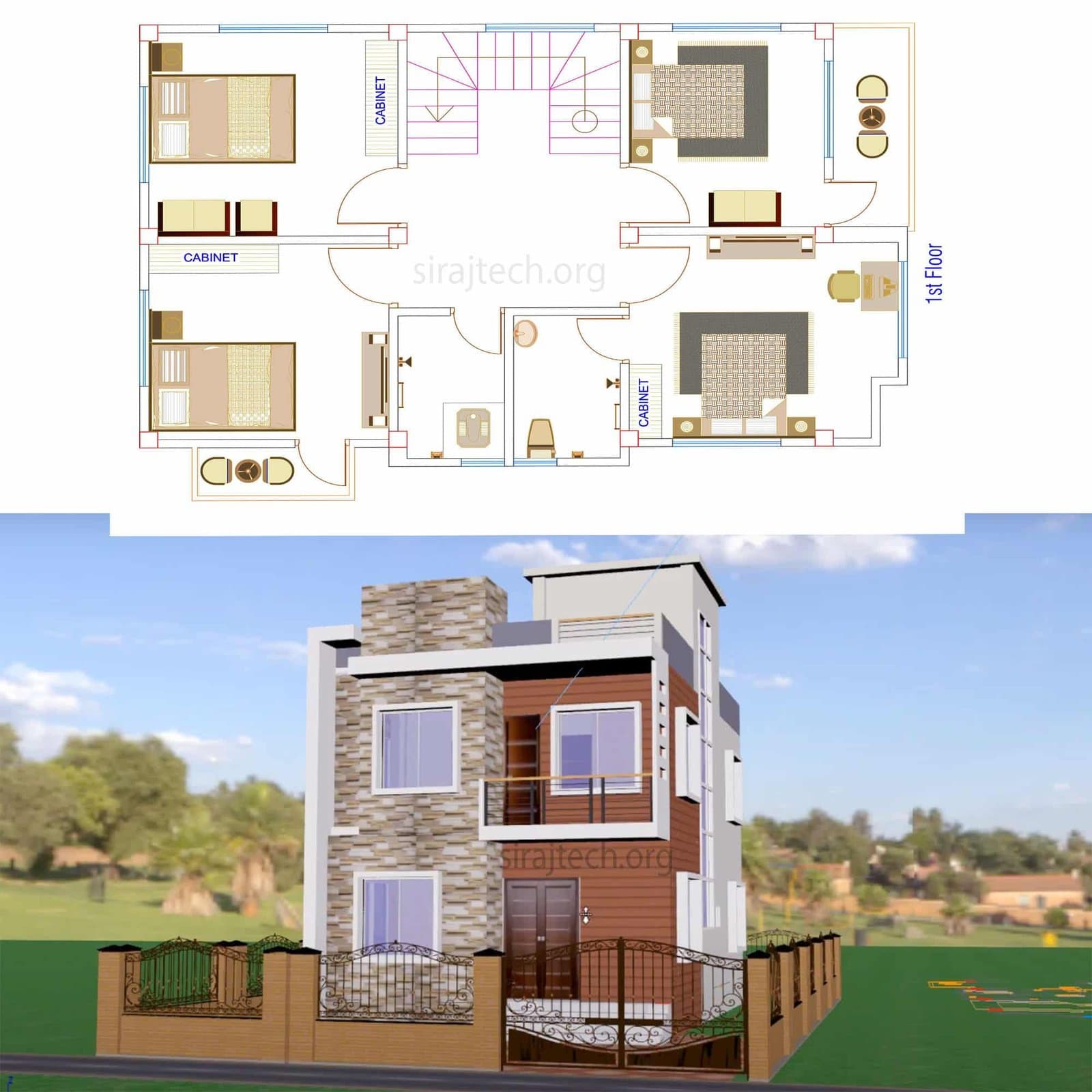 Duplex house exterior design - ৫ বেডরুমের বাড়ির ডিজাইন