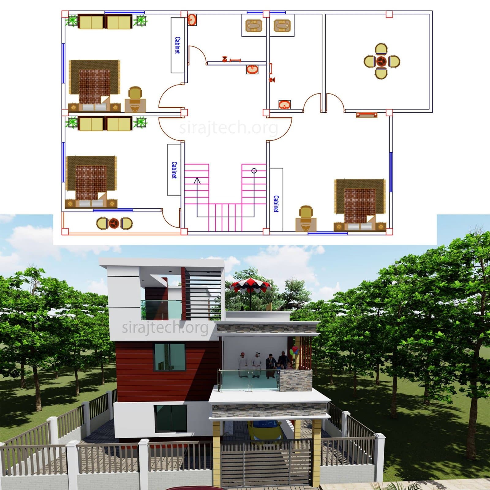 Duplex house in Bangladesh - চার রুমের ডুপ্লেক্স বাড়ি