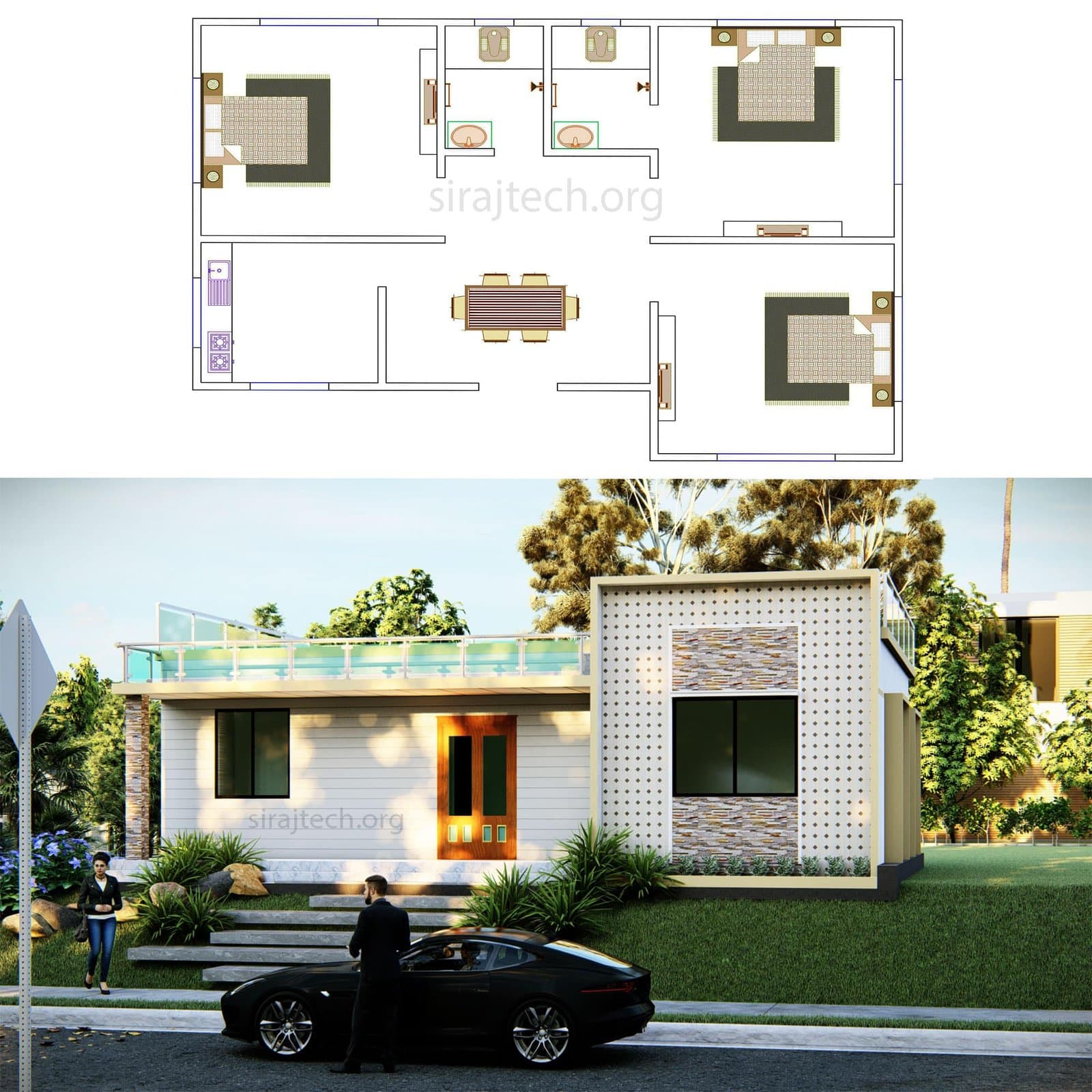 Modern House design idea - কম খরচে একতলা বাড়ির নকশা 4
