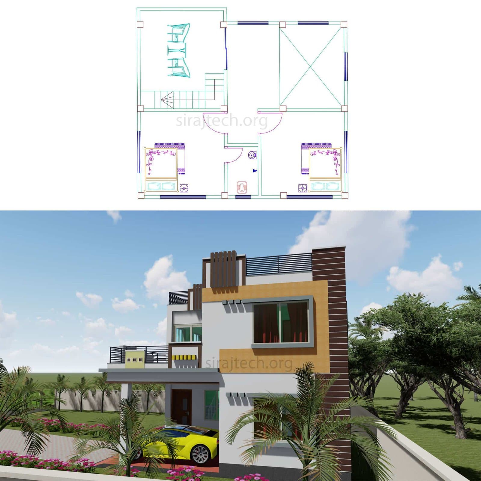 Small duplex house designs - ৩ রুমের ডুপ্লেক্স বাড়ির ডিজাইন 2