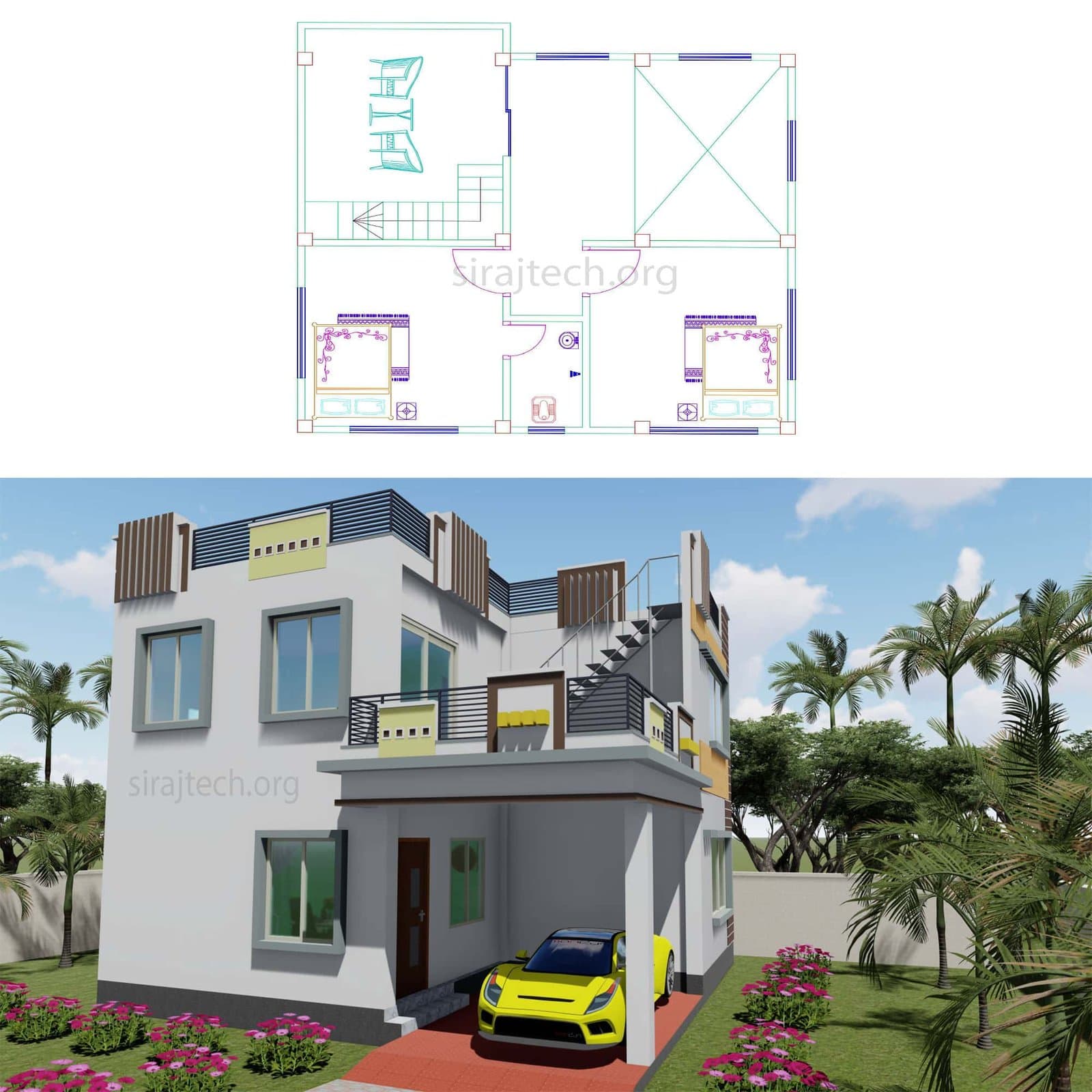 Small duplex house designs - ৩ রুমের ডুপ্লেক্স বাড়ির ডিজাইন