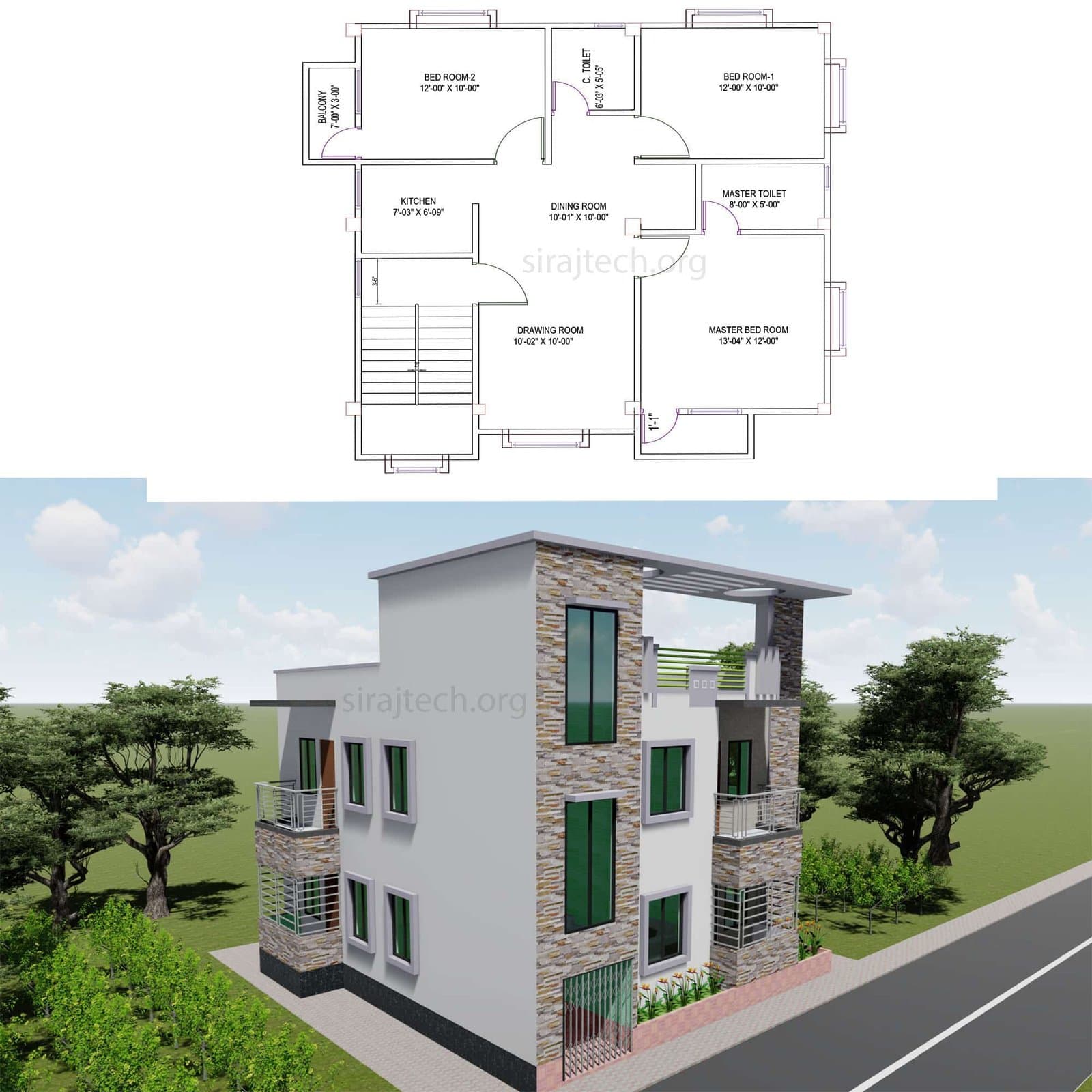 Modern house design 2 storey - ২ তলা বাড়ির ডিজাইন ও নকশা 4