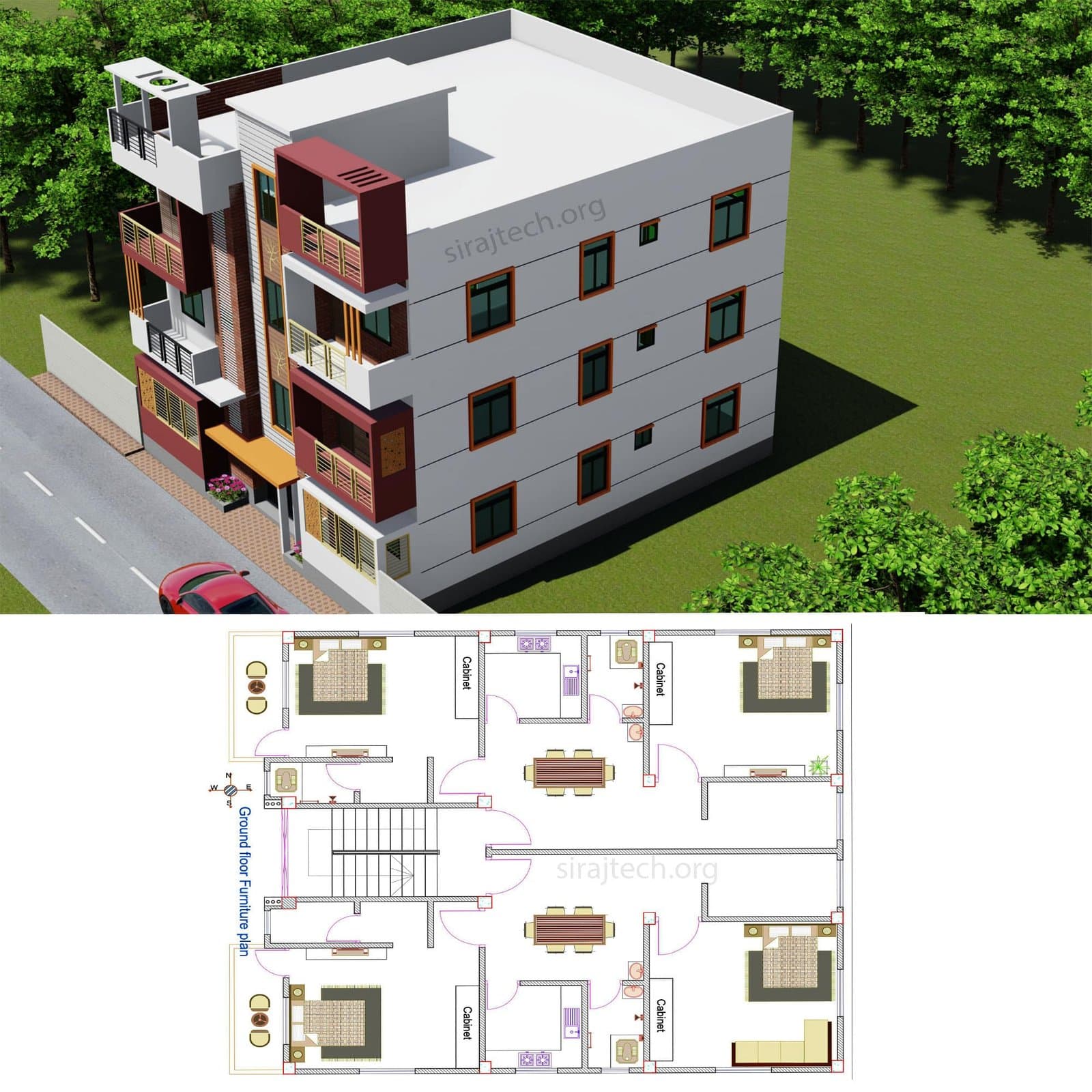 Modern 3 storey house design - তিন তলা বাড়ির ডিজাইন 3