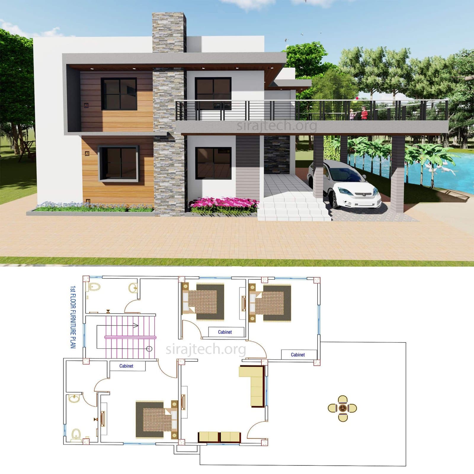 4 bhk house design in village - ডুপ্লেক্স বাড়ির পরিকল্পনা