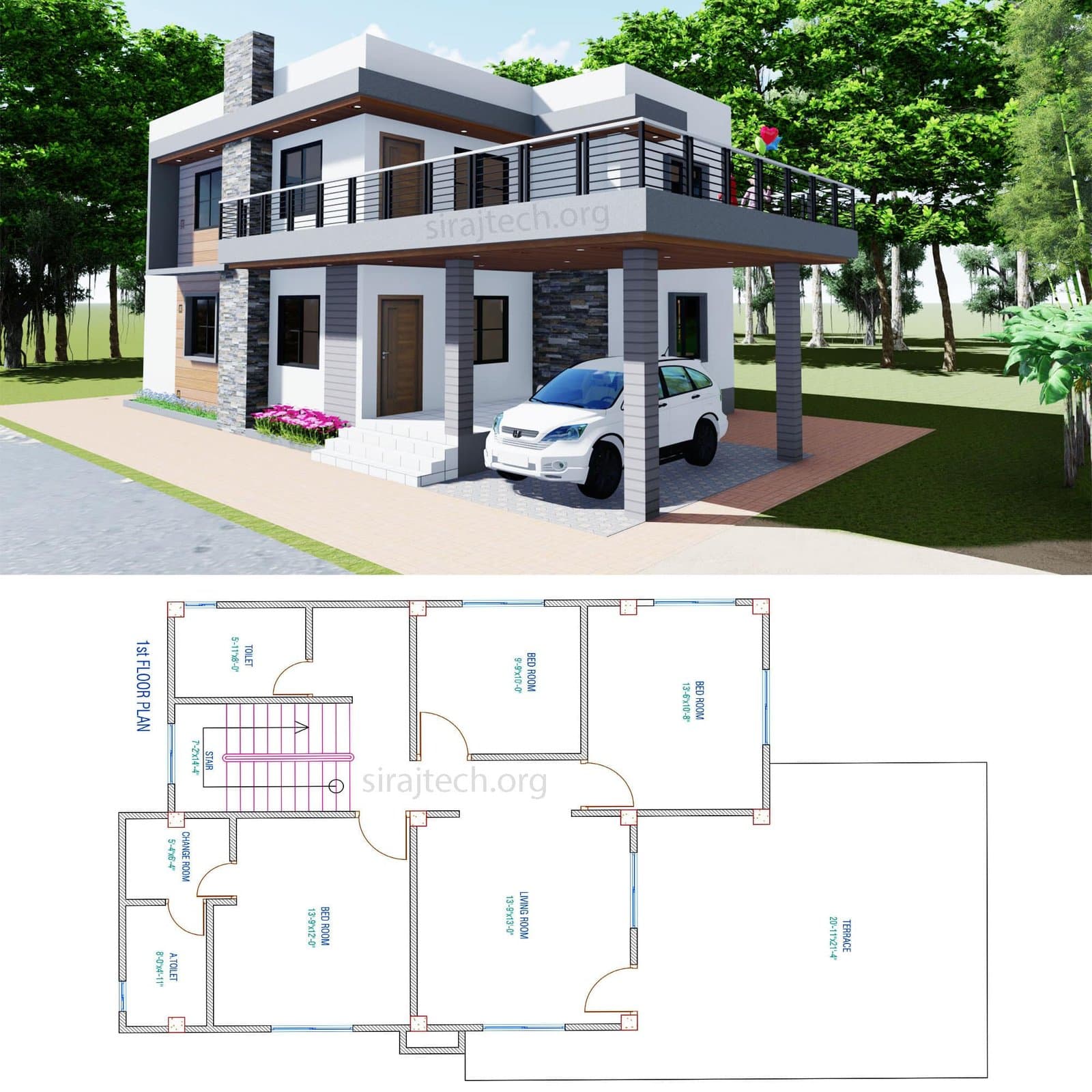 4 bhk house design in village - ডুপ্লেক্স বাড়ির পরিকল্পনা 2