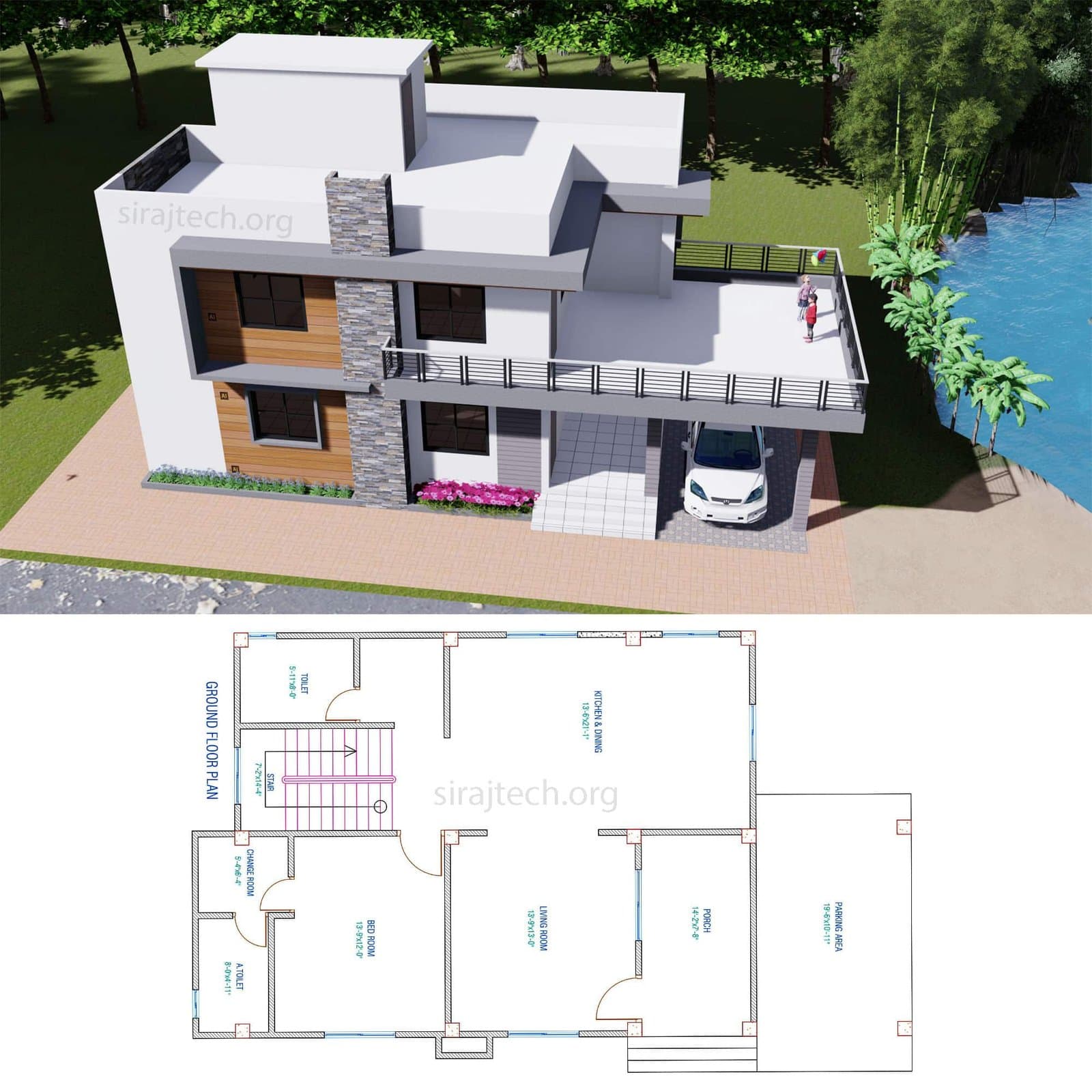 4 bhk house design in village - ডুপ্লেক্স বাড়ির পরিকল্পনা 3