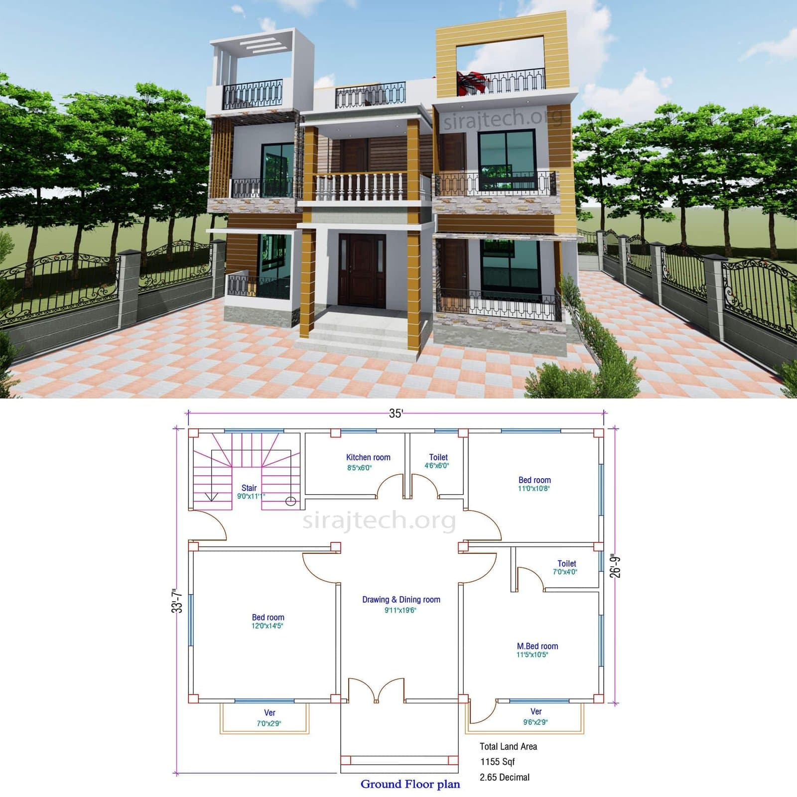 Duplex house design ideas - ডুপ্লেক্স বাড়ির প্লান 2