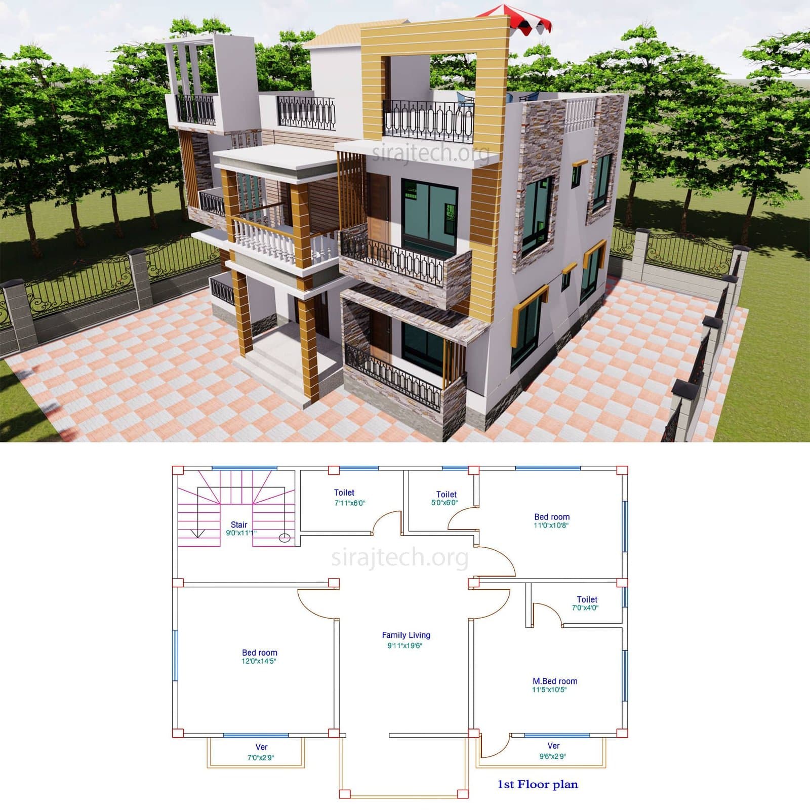 Duplex house design ideas - ডুপ্লেক্স বাড়ির প্লান 3