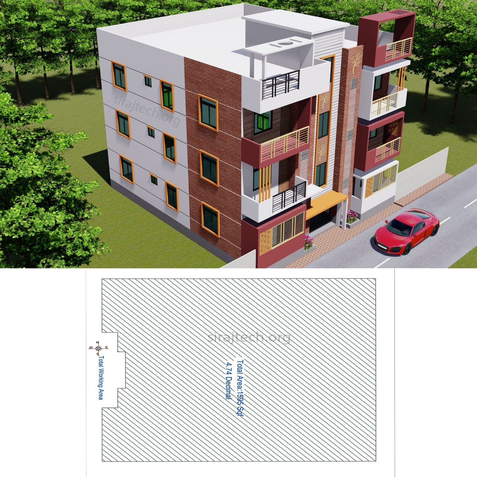 Modern 3 storey house design - তিন তলা বাড়ির ডিজাইন 4