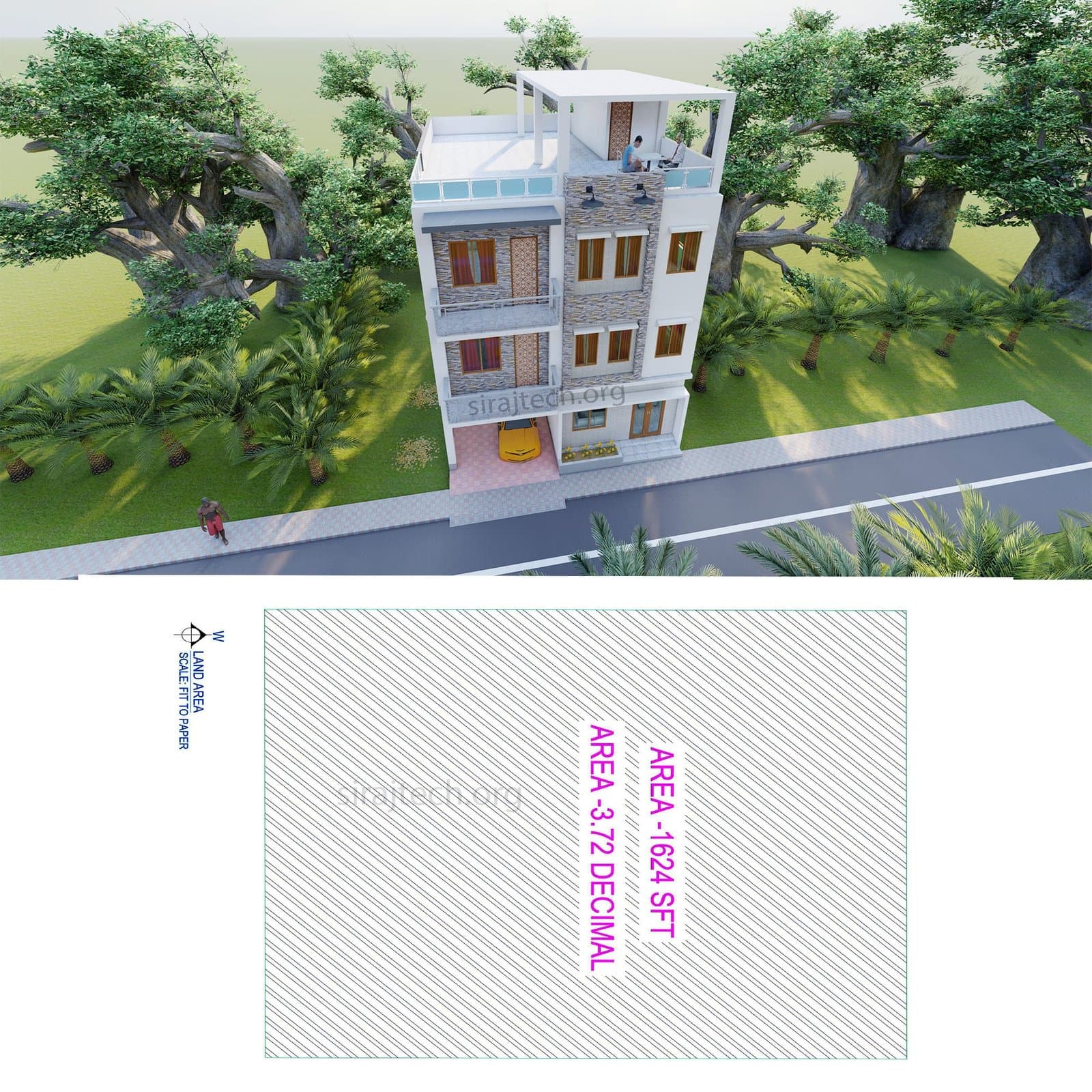 Modern 3 storey house design with rooftop - স্বল্প খরচে বাড়ির ডিজাইন 3