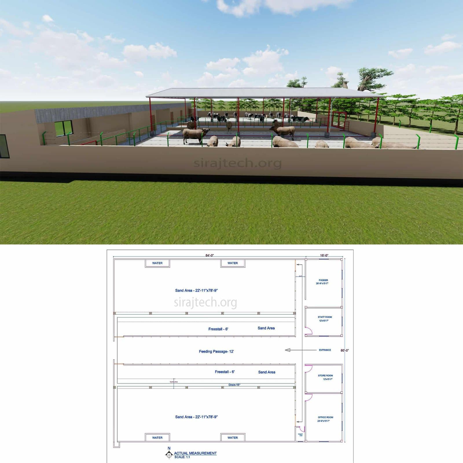 Small dairy farm design - আধুনিক গরুর শেড ডিজাইন 4