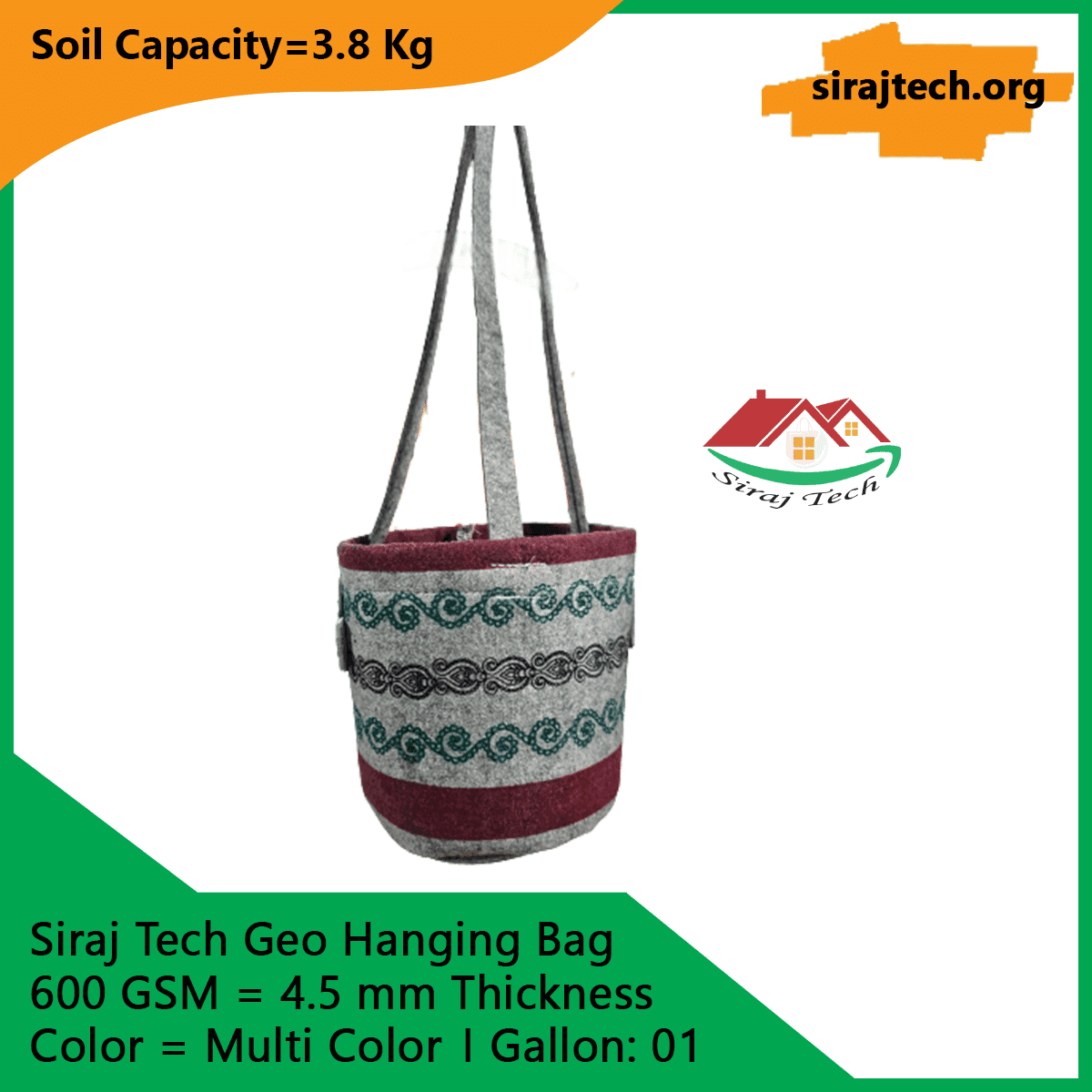 Smart Geo Fabric Pot Multi Color 600 GSM Grow Bag 2