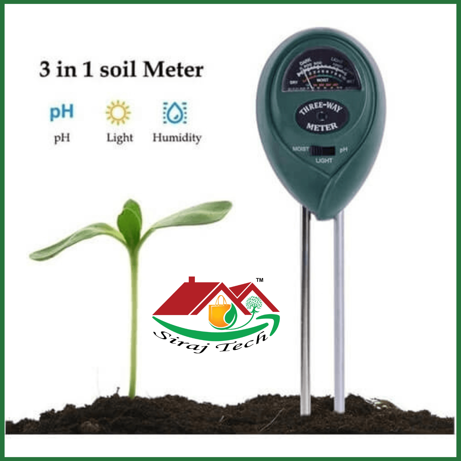 3 in 1 Soil Meter Price in BD | মাটির pH, আর্দ্রতা ও আলো মাপার যন্ত্র - Analog 3 way Soil Meter 3