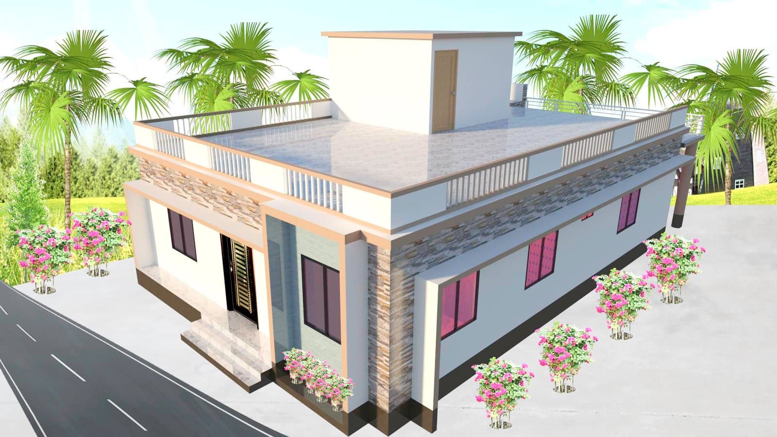 3 BHK House Design and plan | 3D House Design