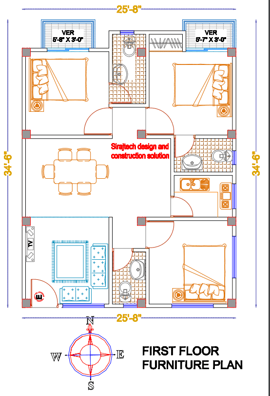 4bhk Small house design and plan