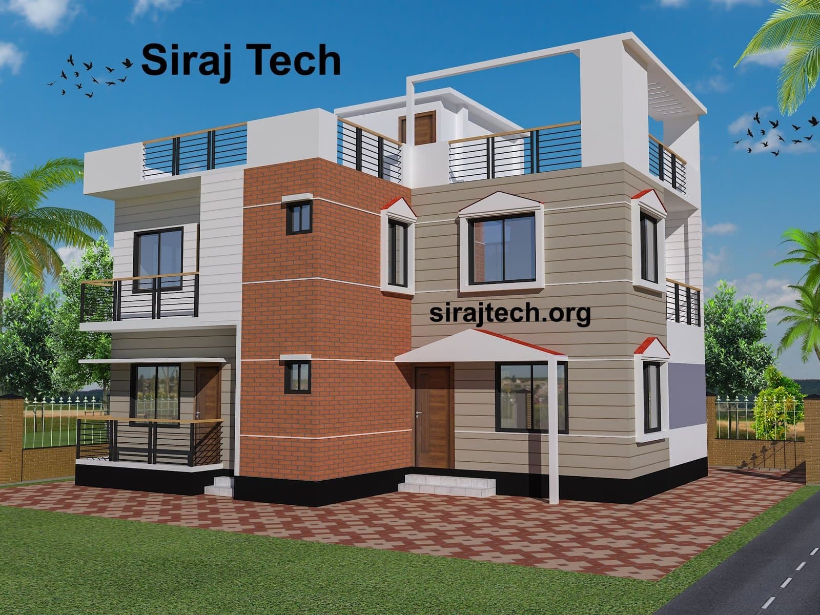 3 bedroom two storey house plans | তিন রুমের দুই তলা বাড়ির নকশা