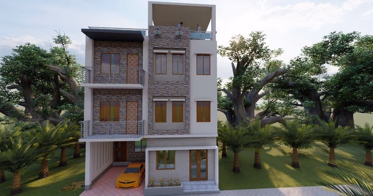 3 storey house design | ডুপ্লেক্স এর মত ৩ তলা বাড়ির ডিজাইন