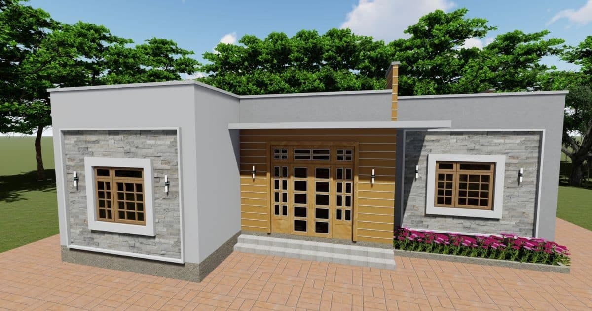 কম খরচে ৩ রুমের একতলা বাড়ির ডিজাইন | 3 Bedroom One Storey House plans
