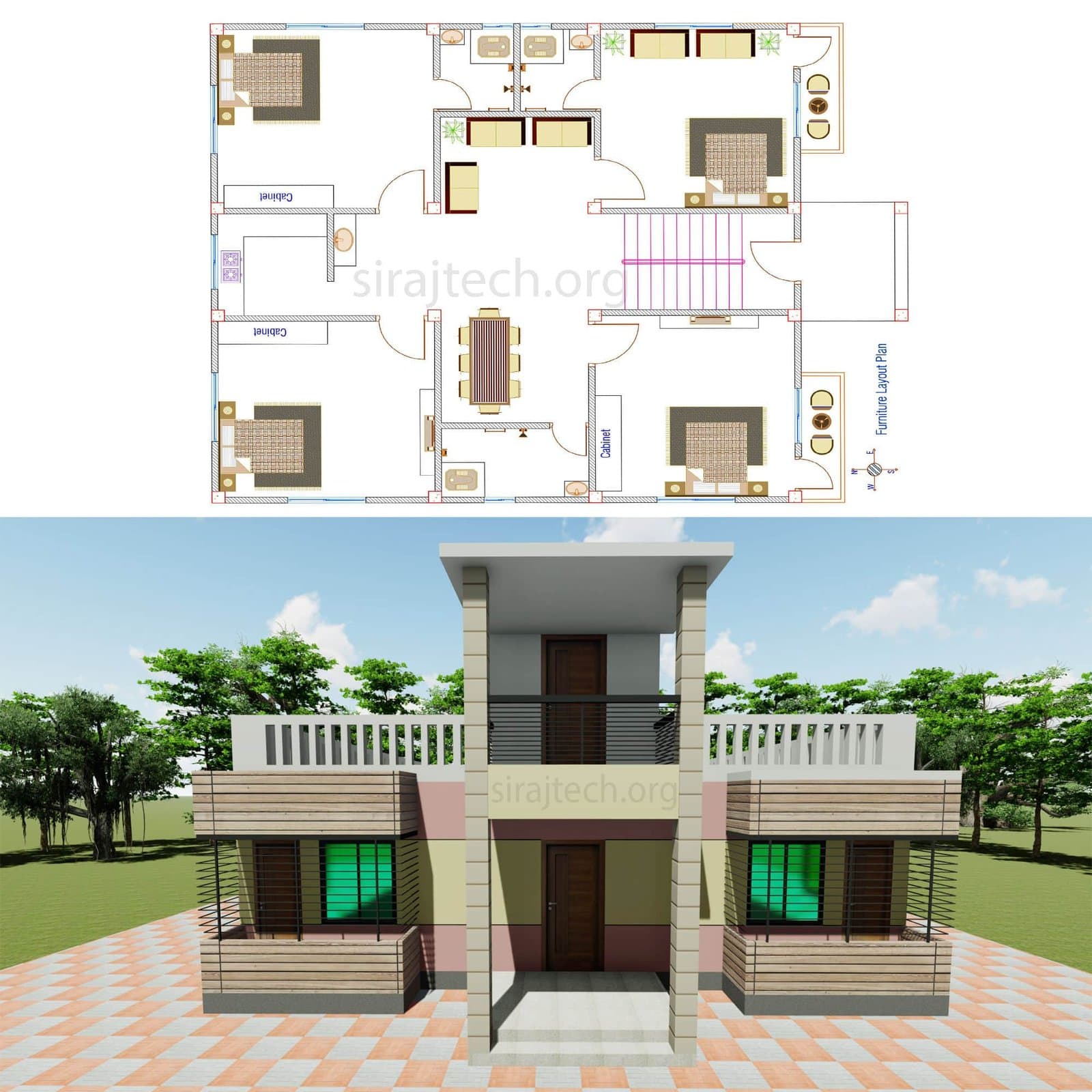 Modern 4 bedroom House Plans | কম খরচে একতলা বাড়ি