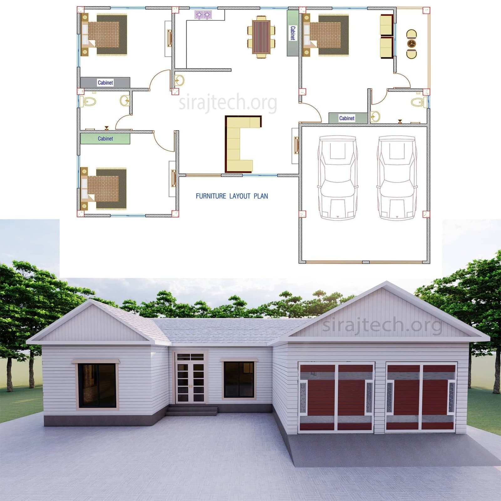U shaped house plans with courtyard - টিনশেড ইউ আকৃতির বাড়ির ডিজাইন